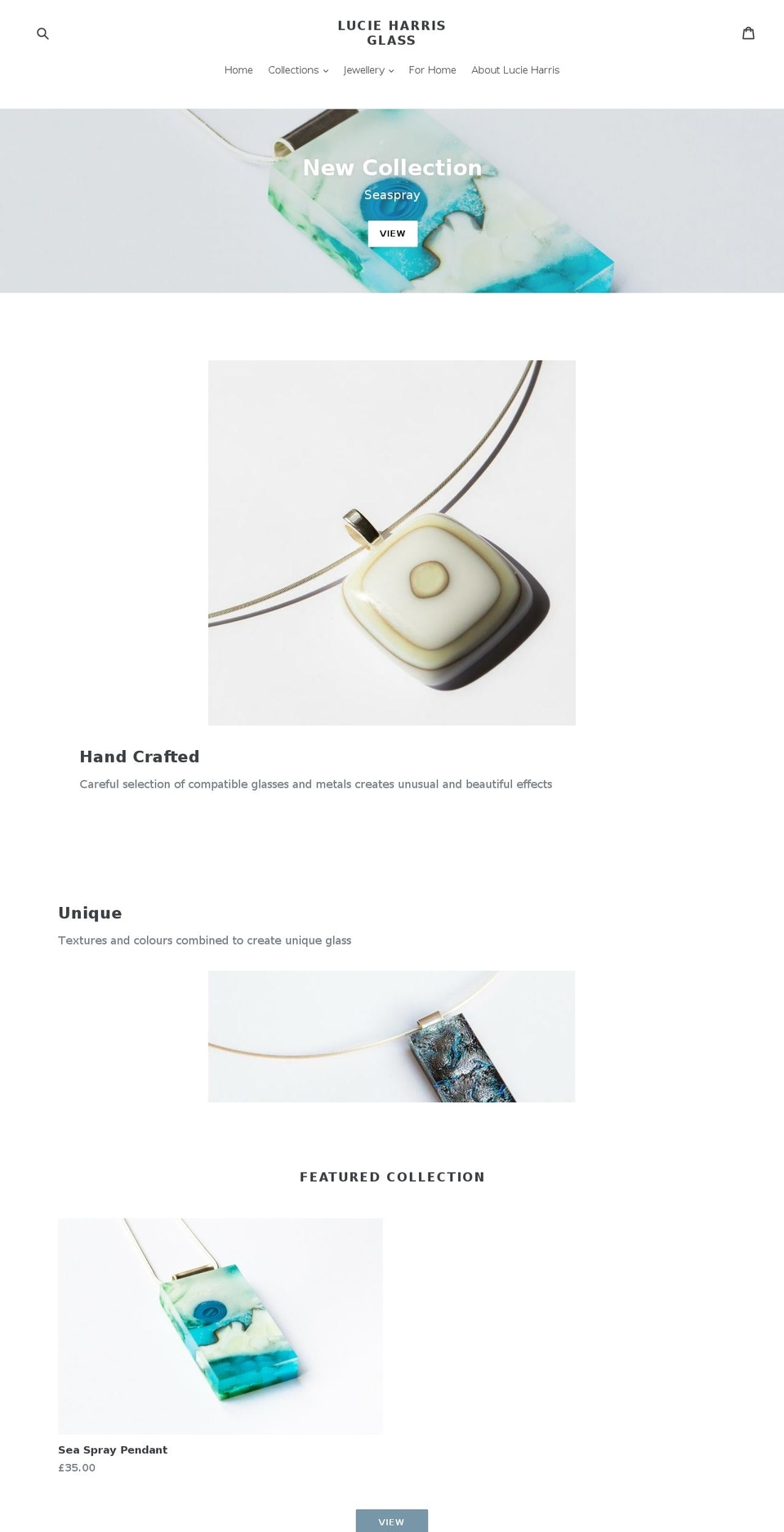 lucieharrisglass.com — Shopify storefront screenshot
