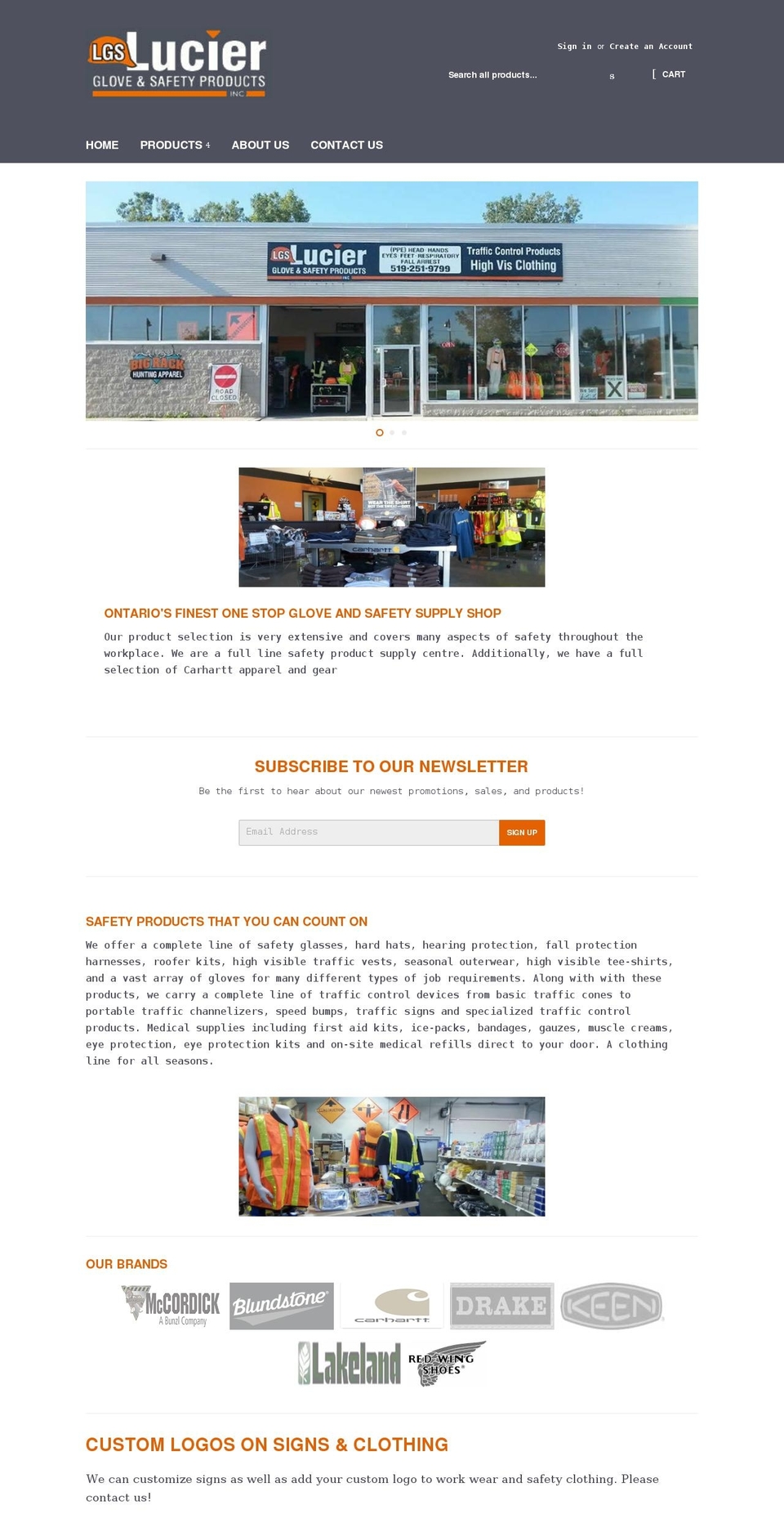 luciergloveandsafety.com shopify website screenshot