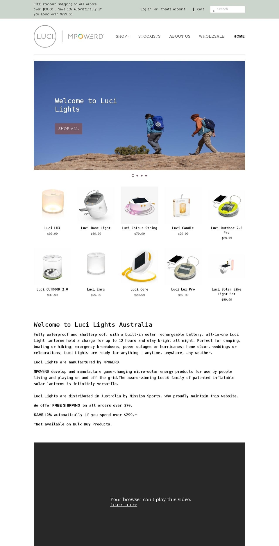 lucilights.com.au shopify website screenshot