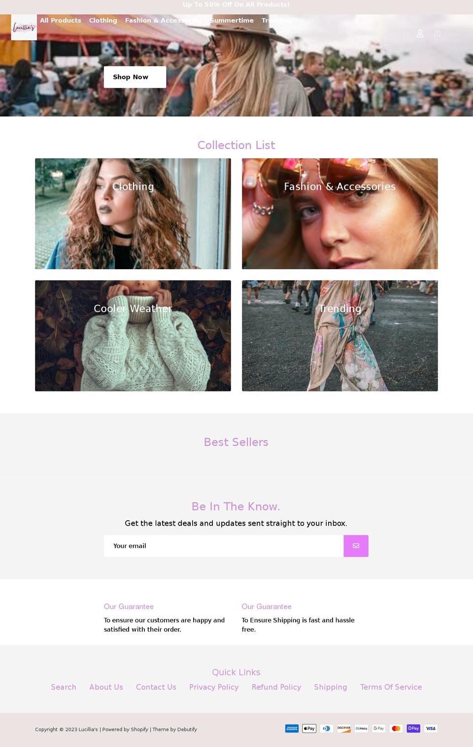 lucillias.com shopify website screenshot