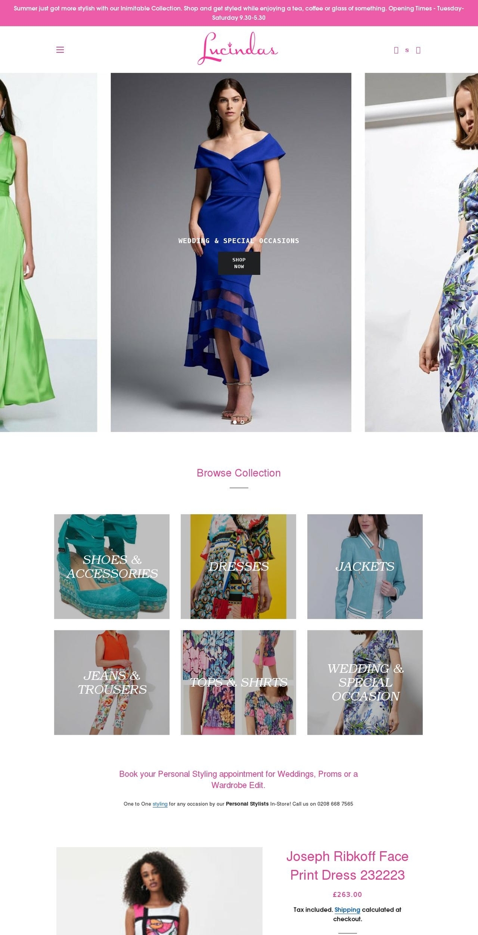 lucindas.online shopify website screenshot