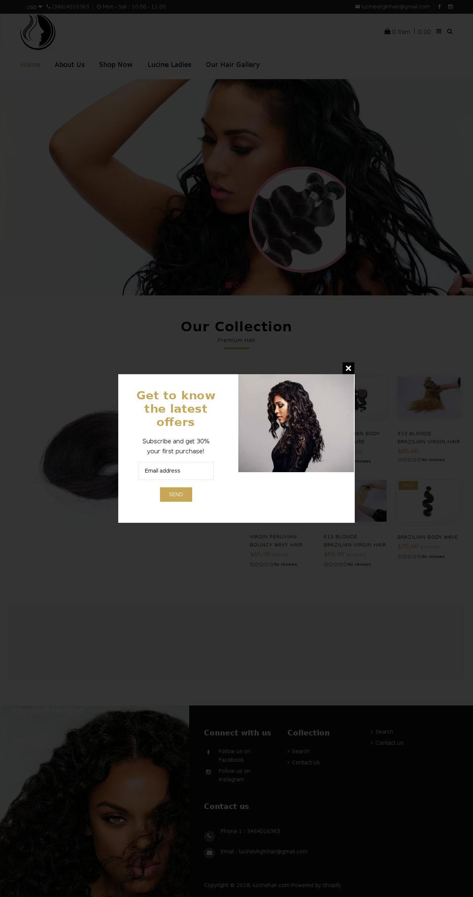 lucinehair.com — Shopify storefront screenshot