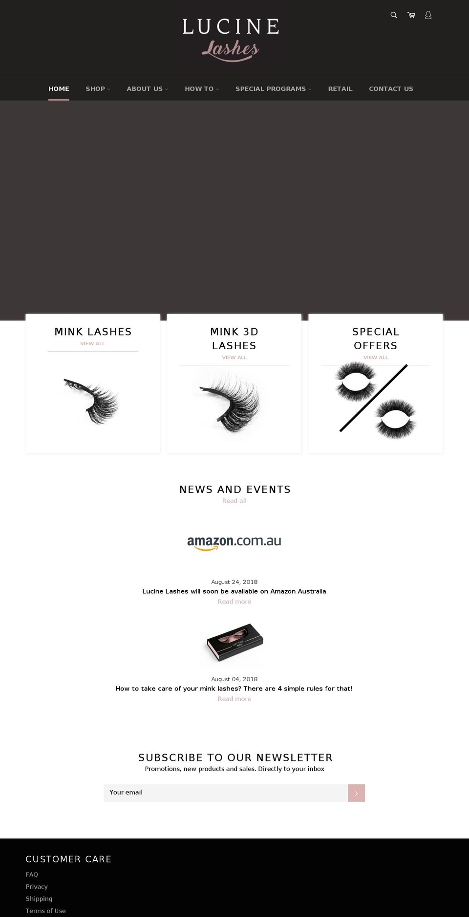 lucinelashes.com shopify website screenshot