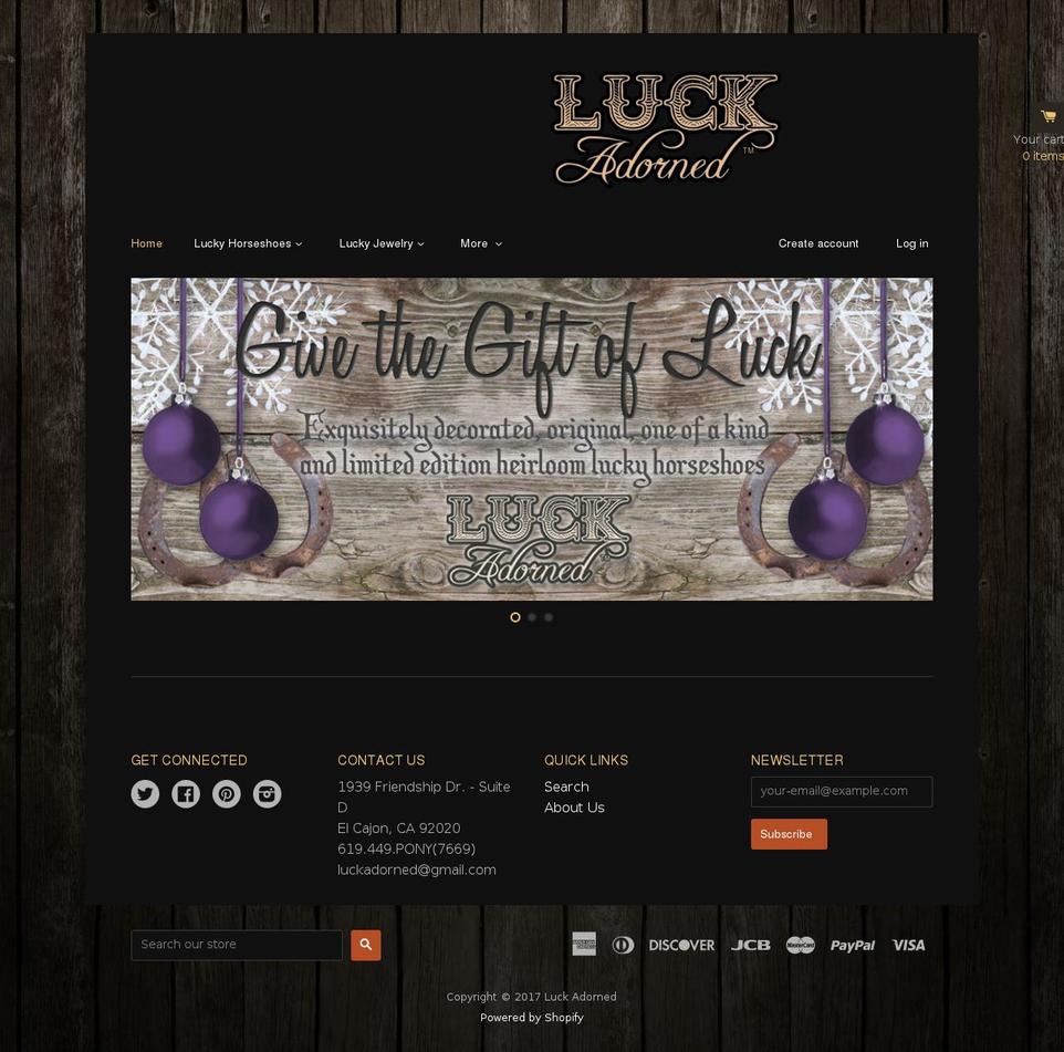 luckadorned.com shopify website screenshot