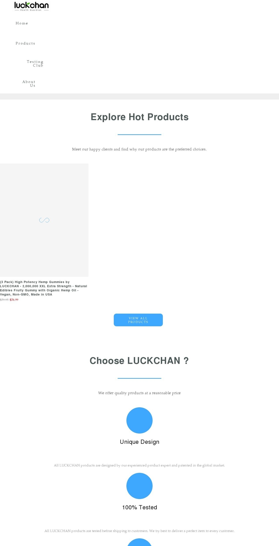 luckchan.com shopify website screenshot