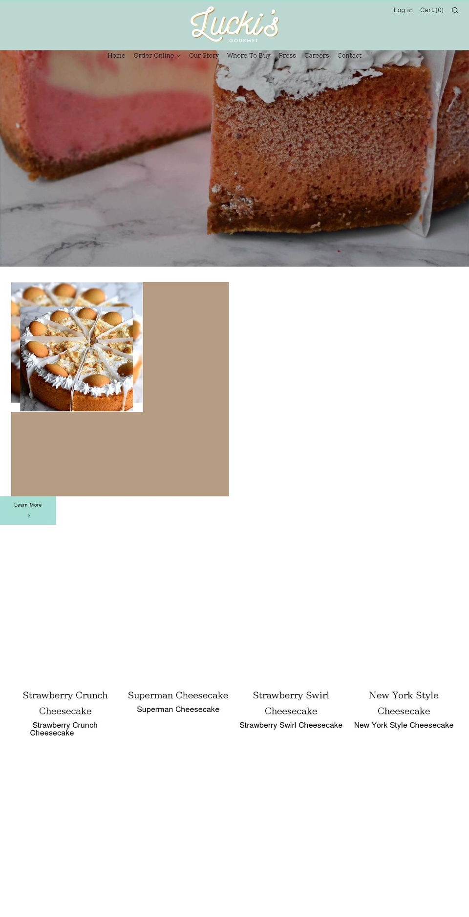 luckischeesecakes.com shopify website screenshot