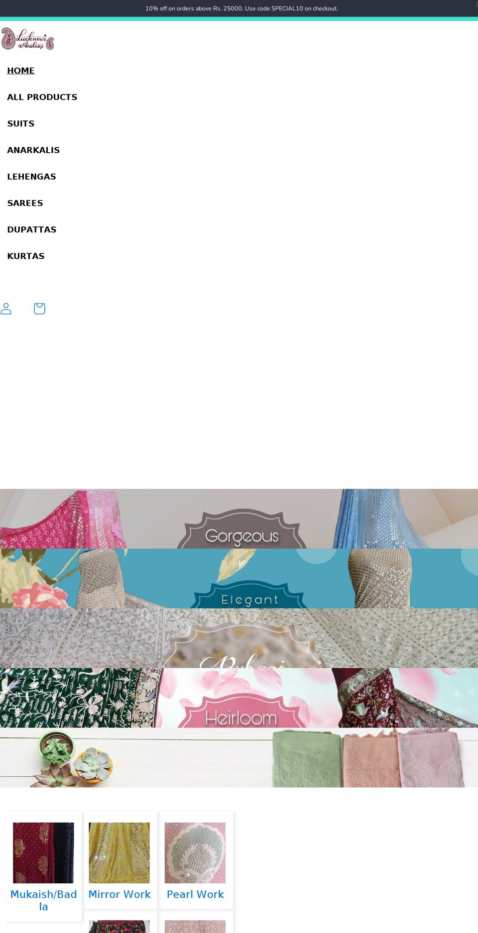 lucknowiandaaz.in shopify website screenshot