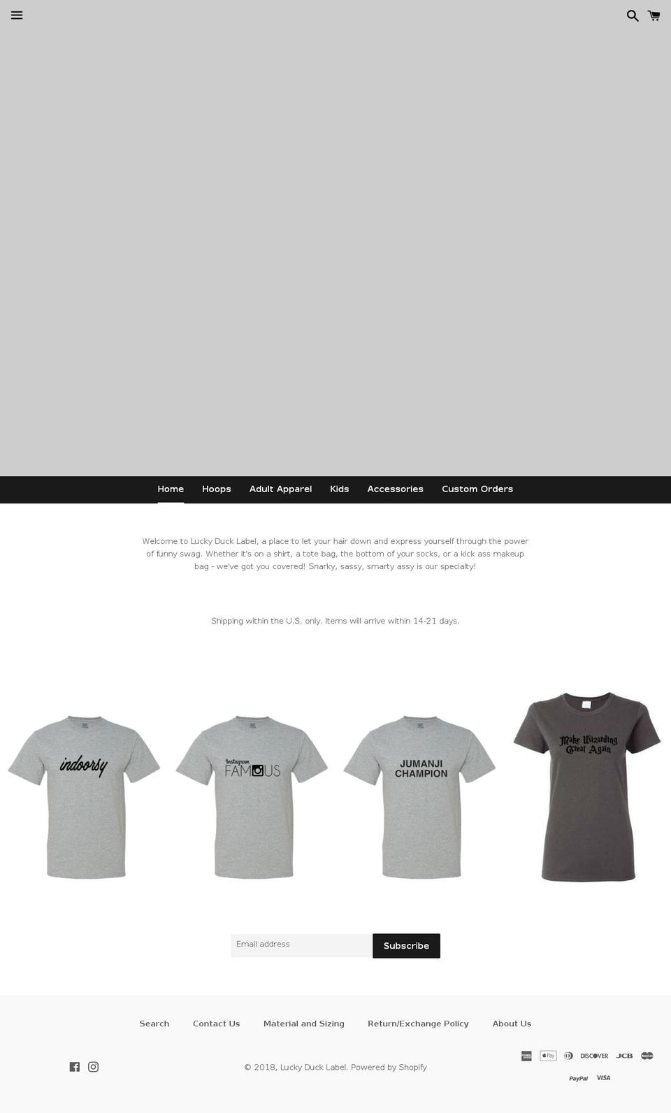 lucky-duck-label.com shopify website screenshot