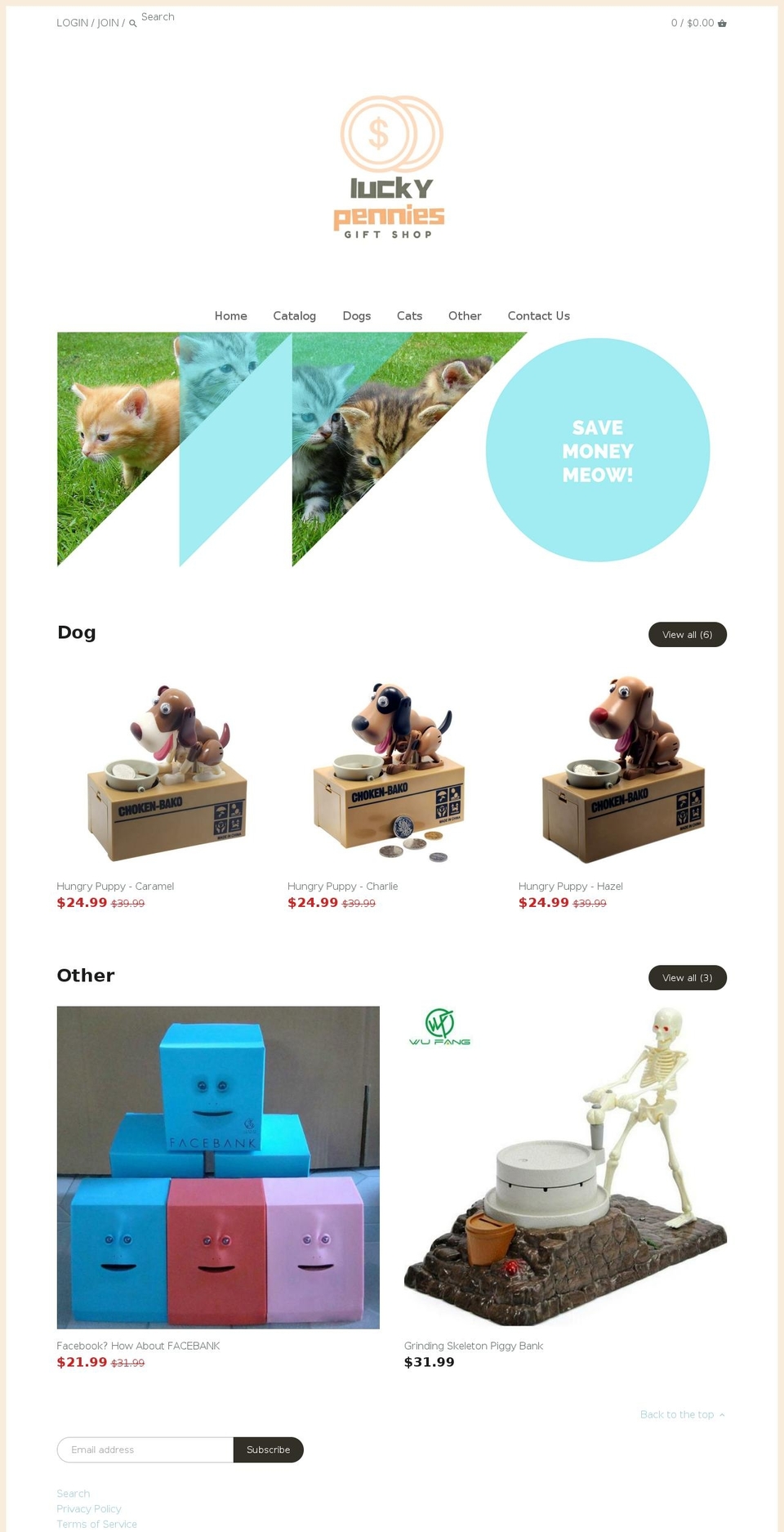 lucky-pennies.com shopify website screenshot