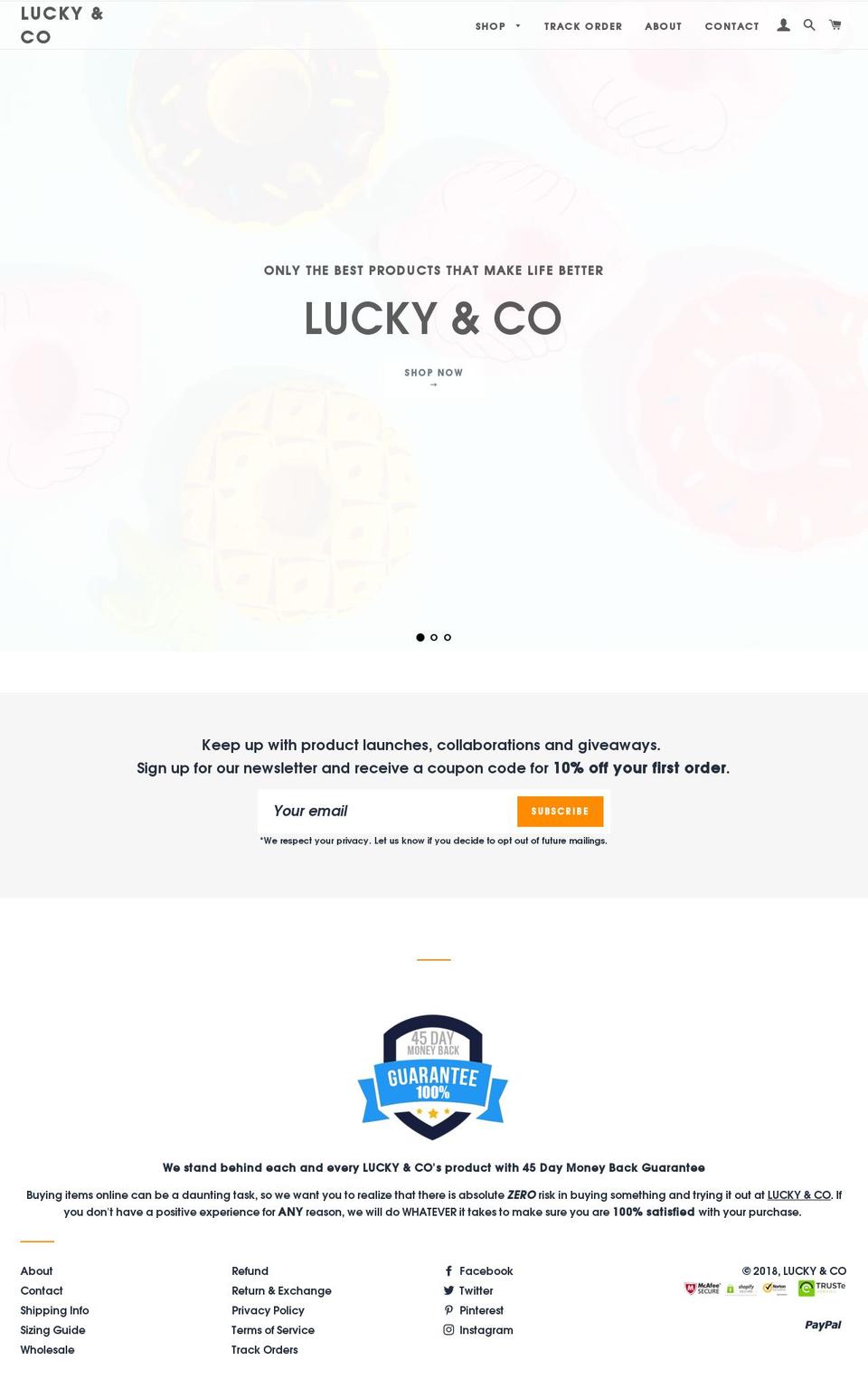 luckyand.co shopify website screenshot