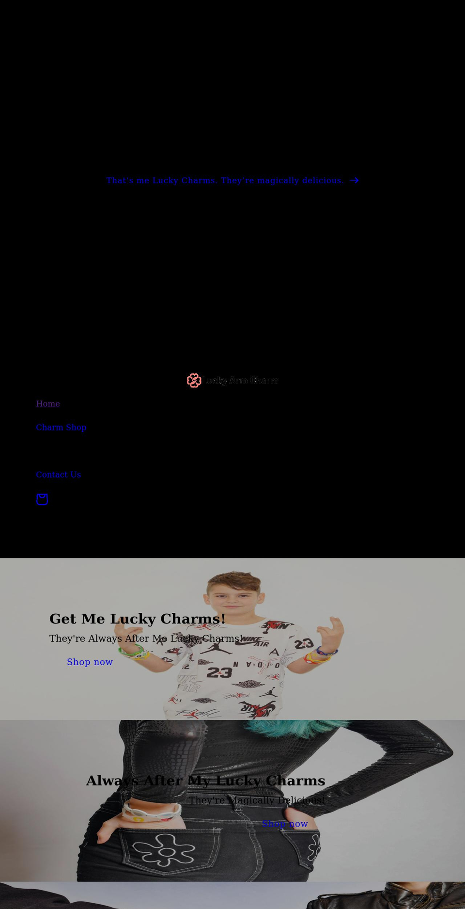 luckyarmcharm.com shopify website screenshot