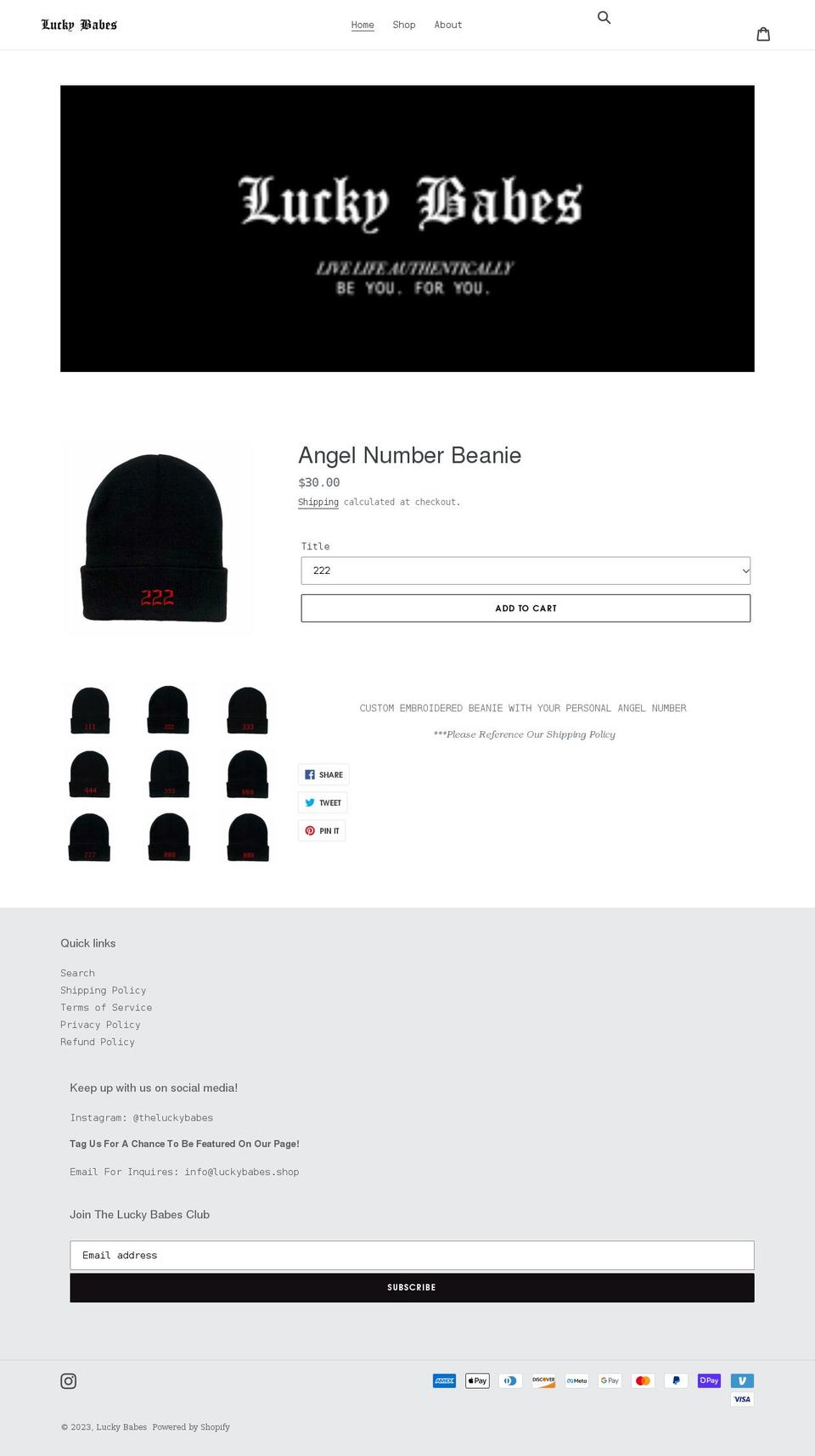 luckybabes.shop shopify website screenshot