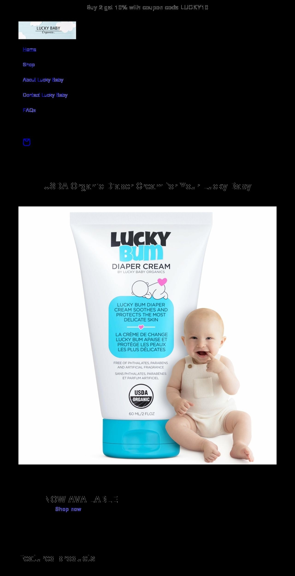 luckybabyorganics.com shopify website screenshot