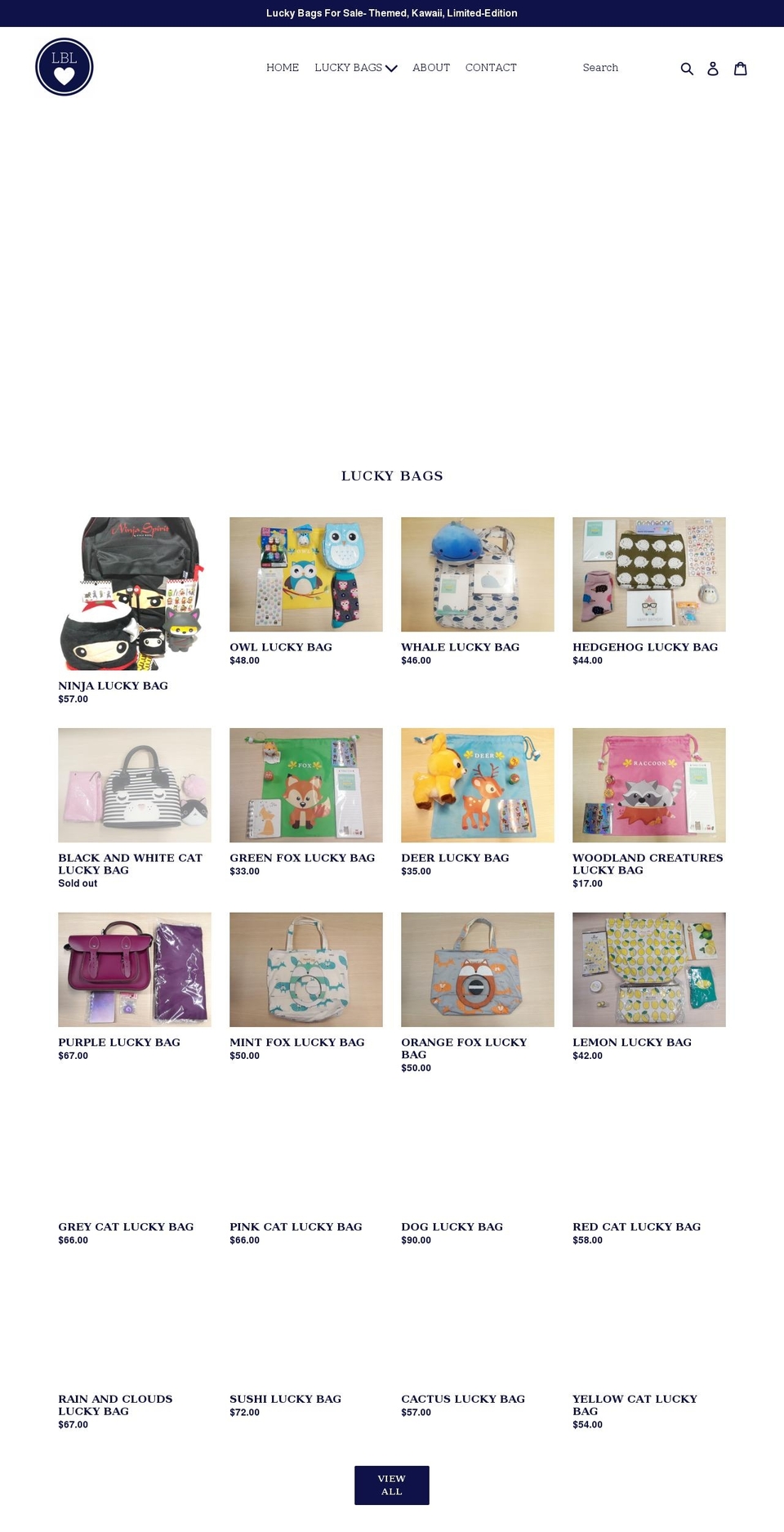 luckybaglove.com — Shopify storefront screenshot