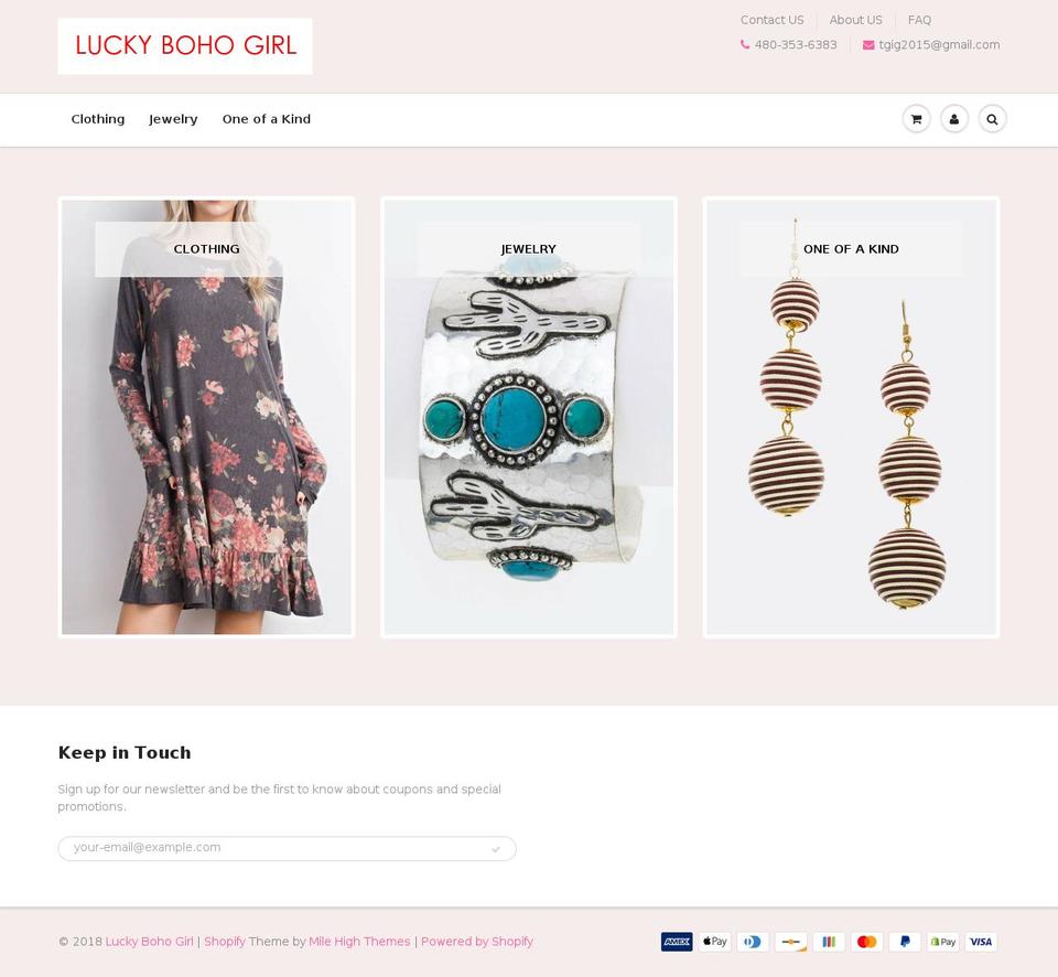 luckybohogirl.com — Shopify storefront screenshot