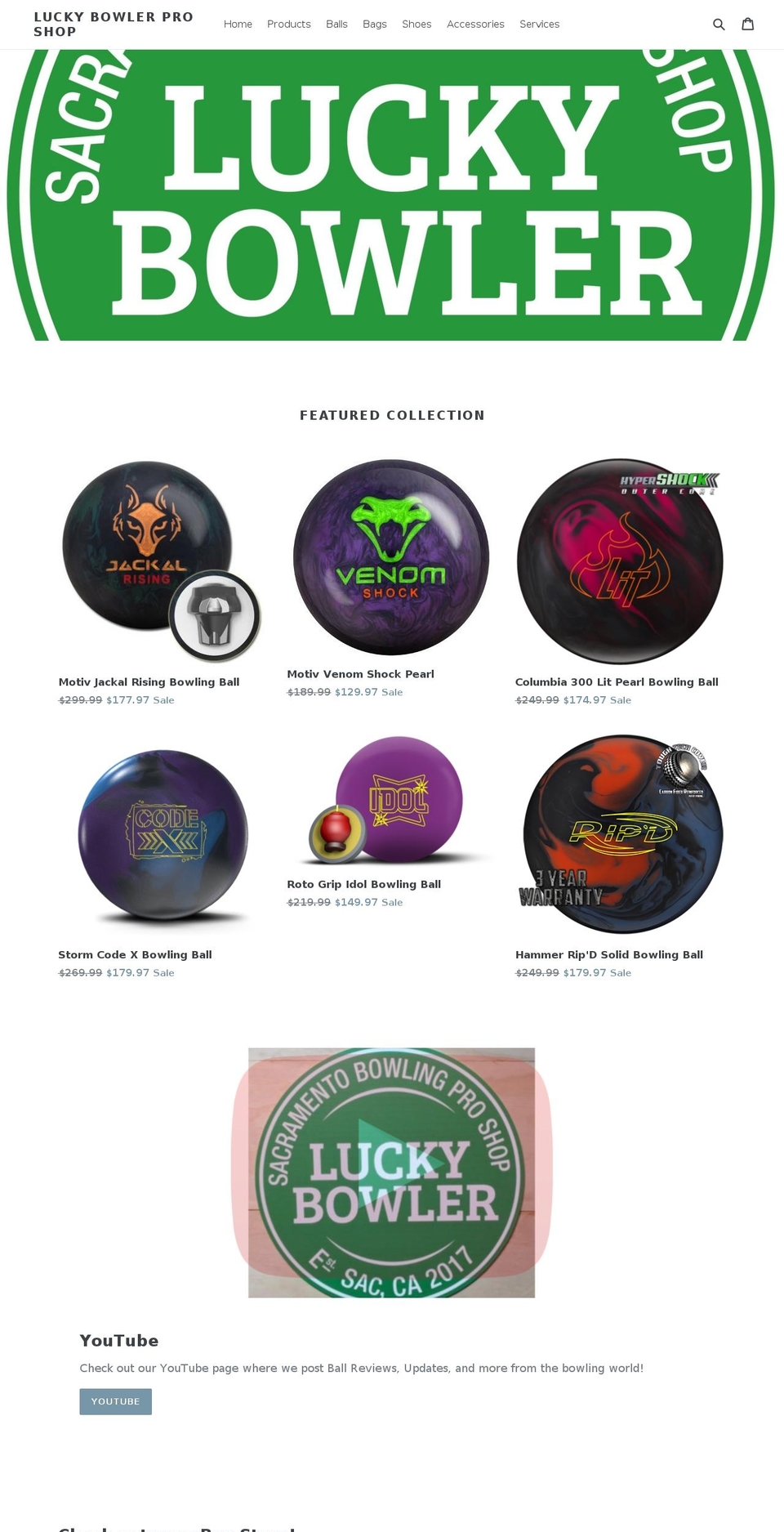 luckybowler.com — Shopify storefront screenshot