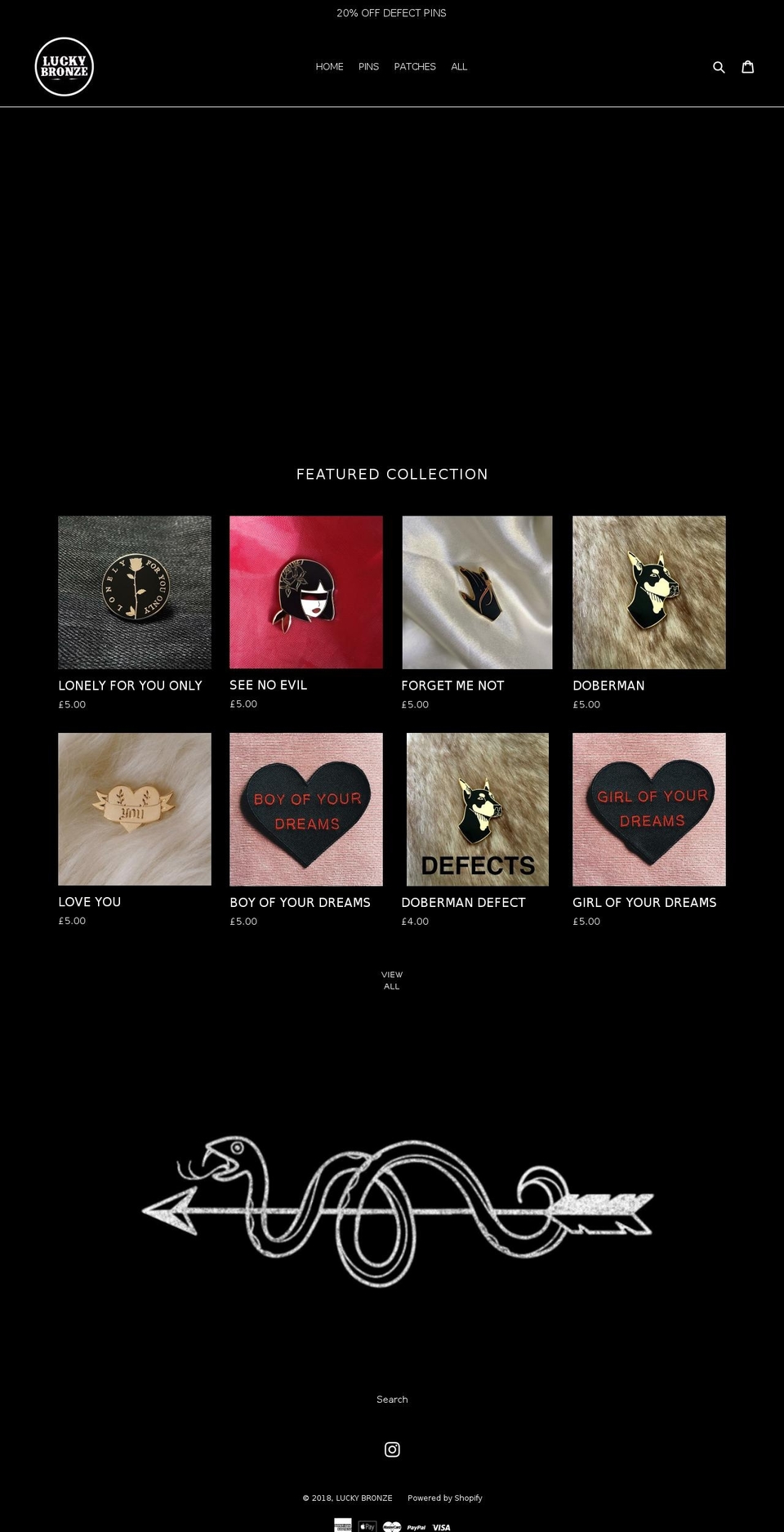 luckybronze.com — Shopify storefront screenshot