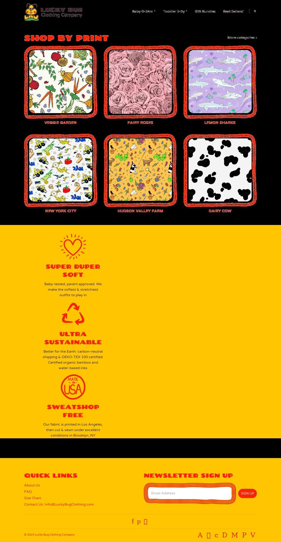 luckybugclothing.com shopify website screenshot
