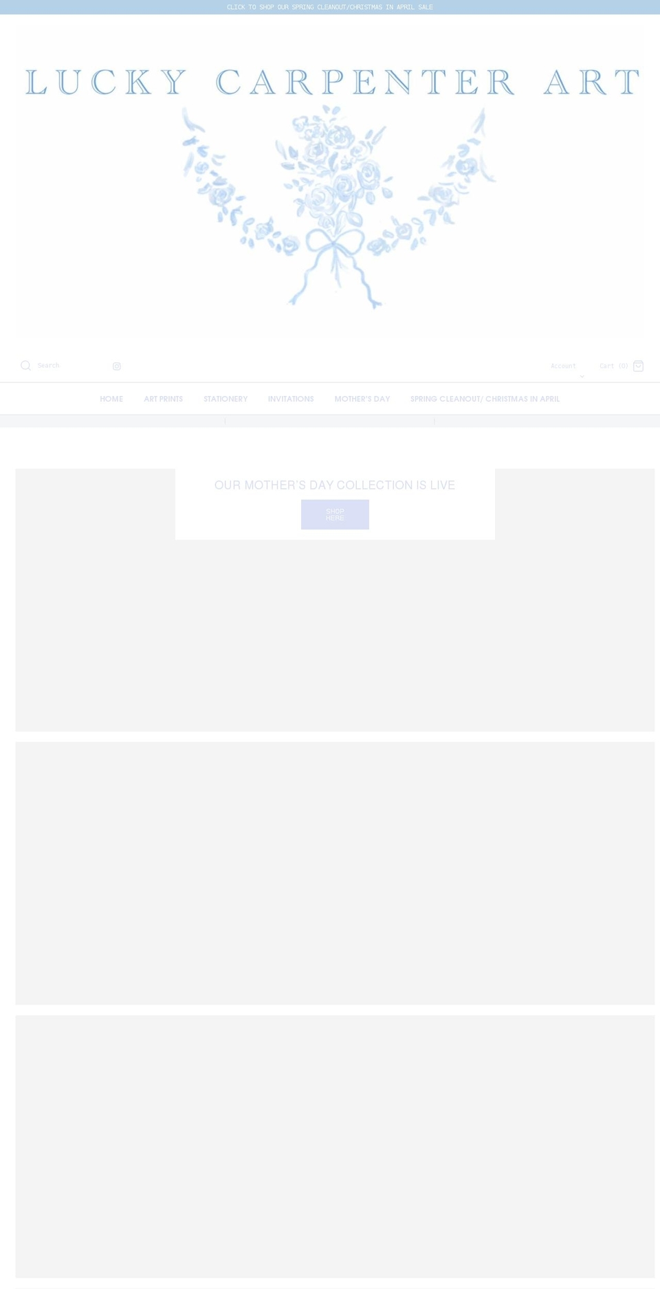 luckycarpenterart.com shopify website screenshot