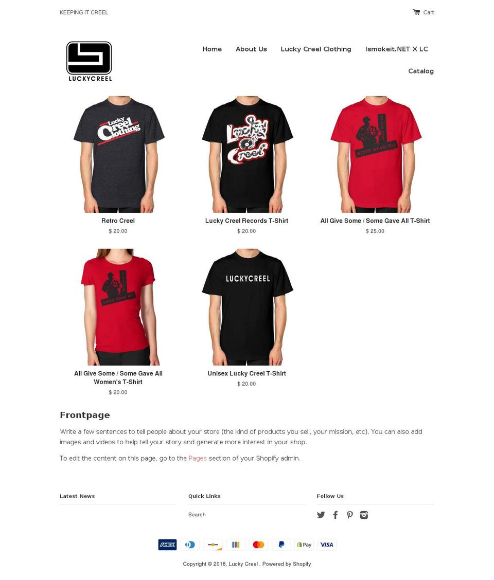 luckycreel.com — Shopify storefront screenshot