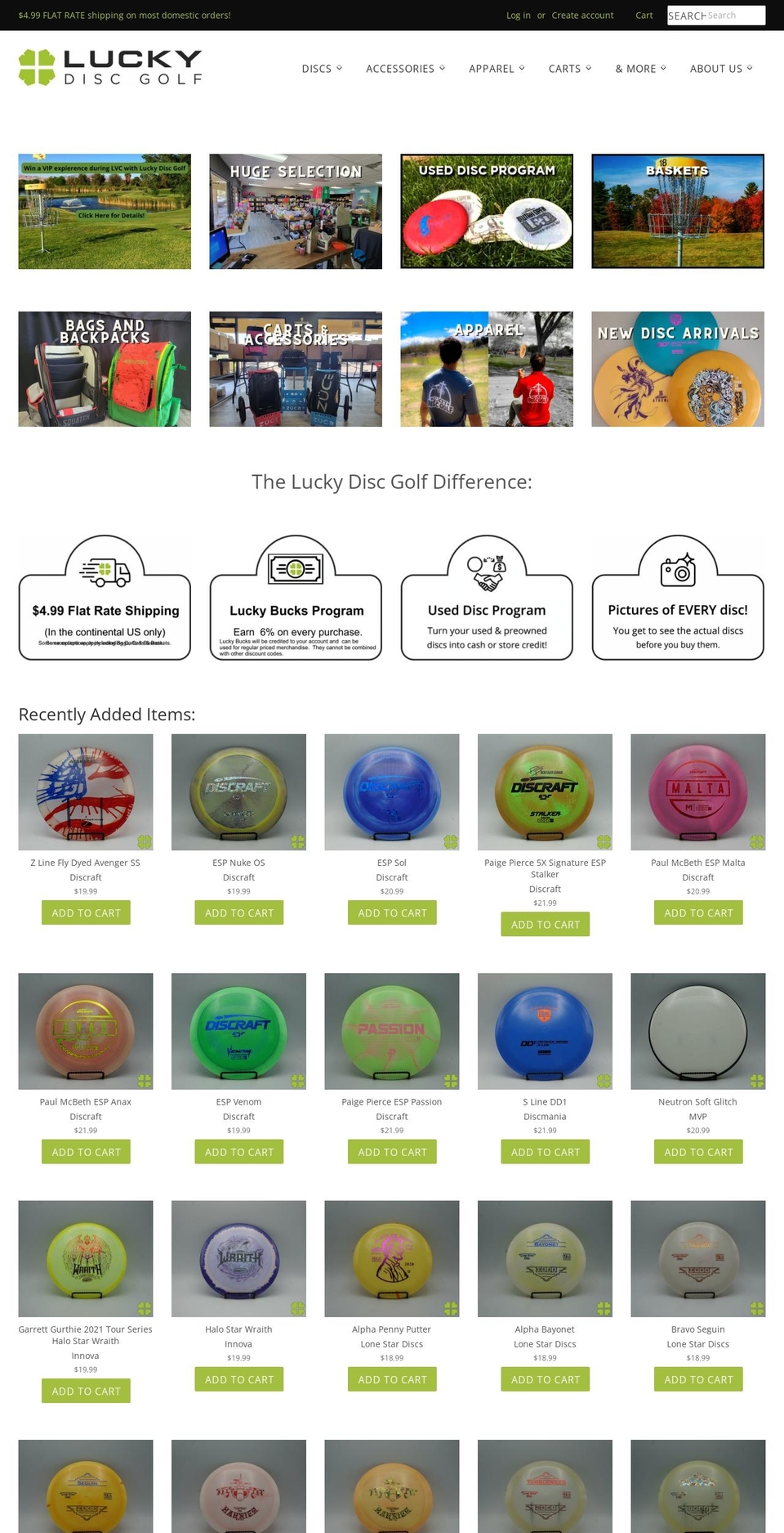 luckydiscgolf.com — Shopify storefront screenshot