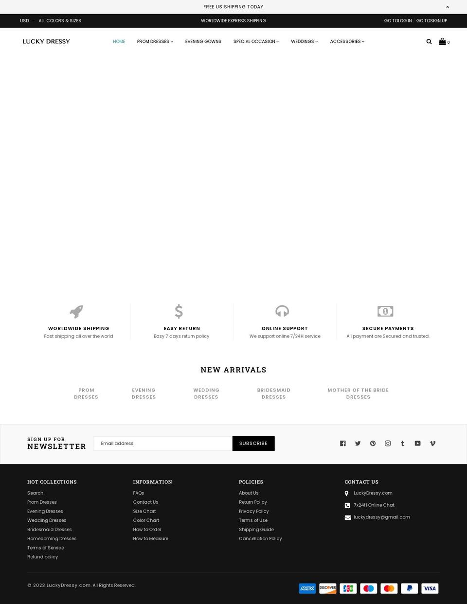 LD Shopify theme site example luckydressy.com
