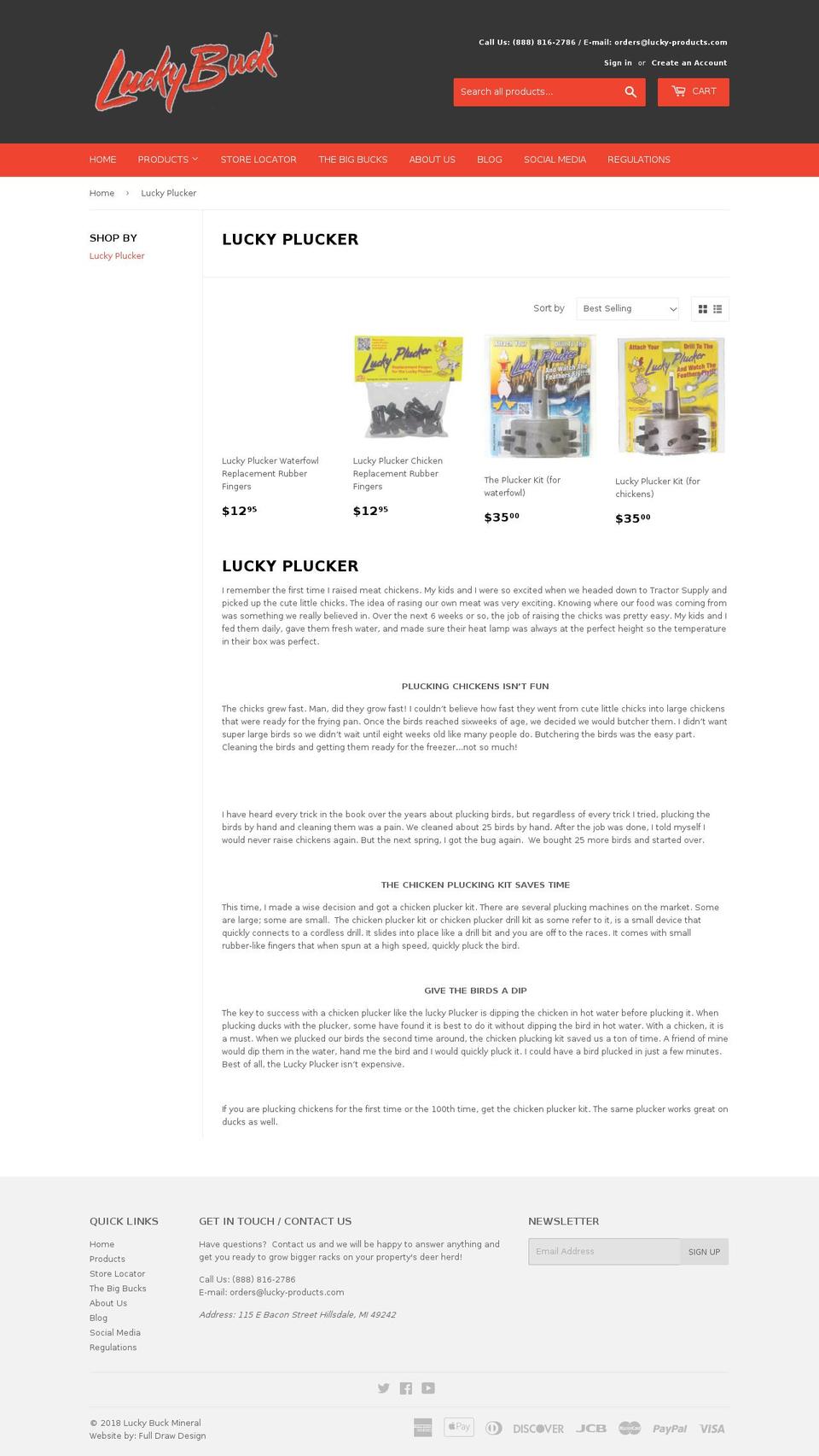 luckyduckplucker.com — Shopify storefront screenshot