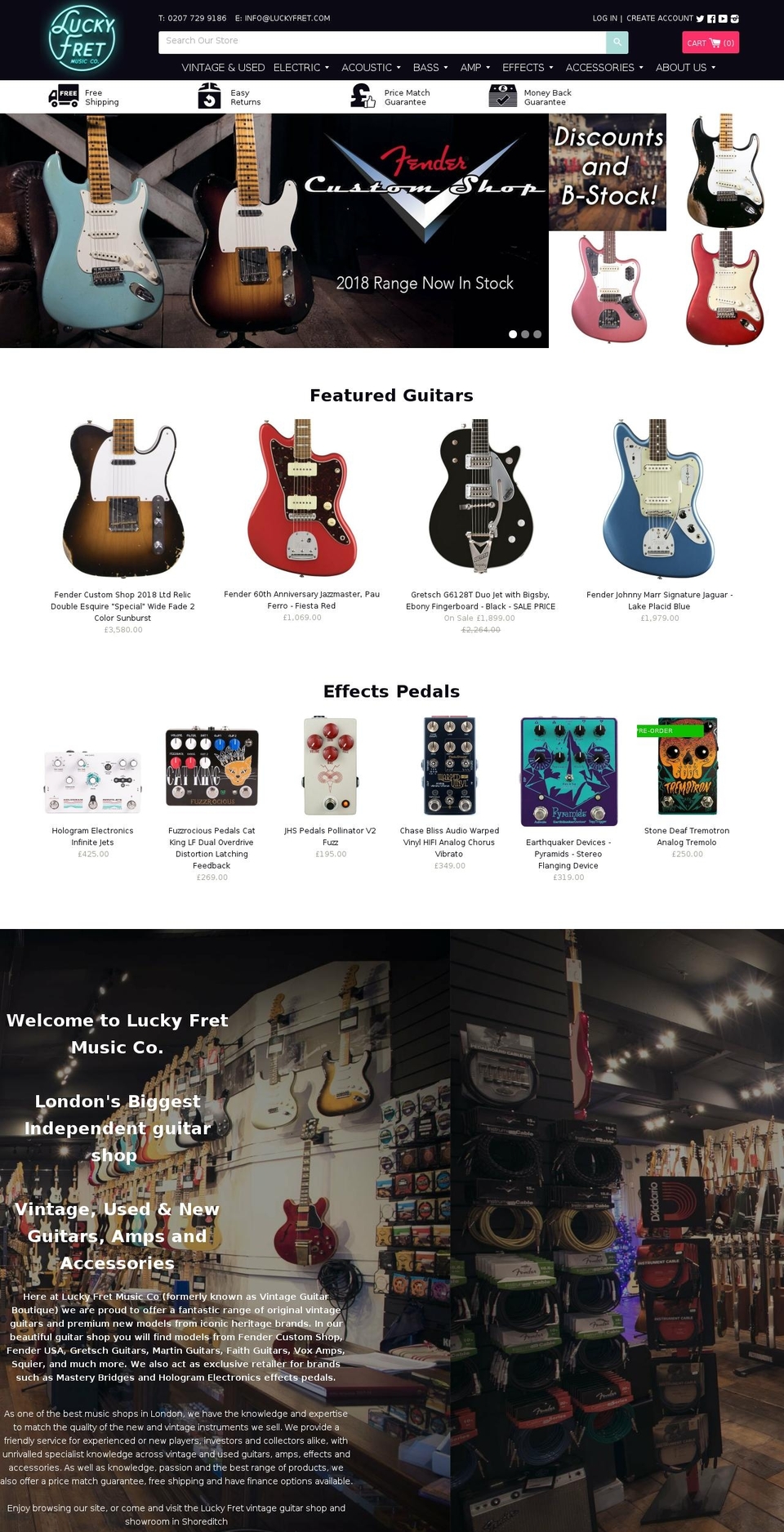 Lucky Fret ESC Shopify theme site example luckyfret.com