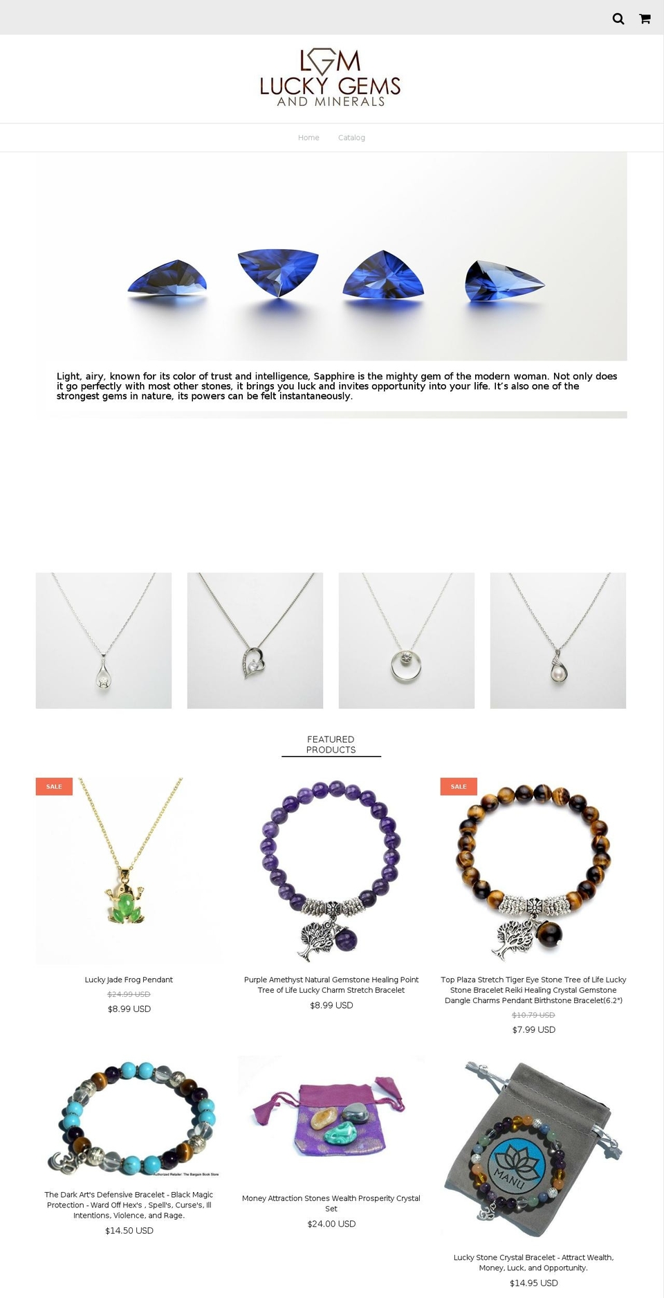 luckygemsminerals.com — Shopify storefront screenshot