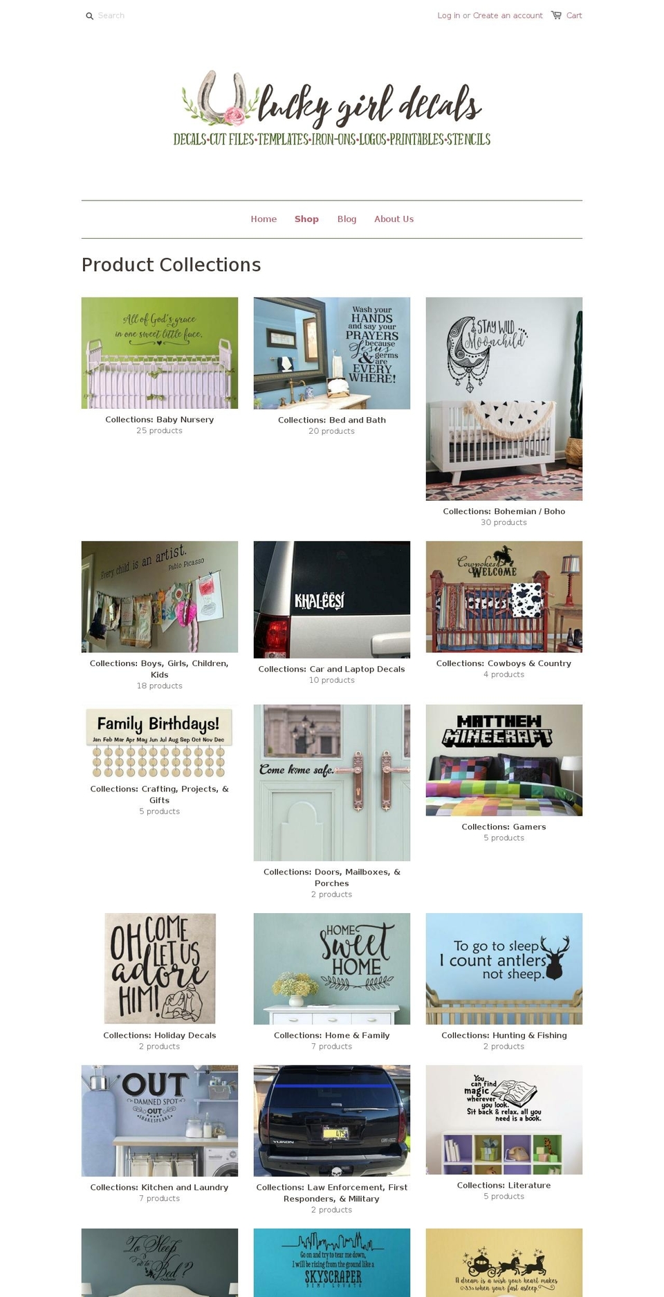 luckygirldecals.com — Shopify storefront screenshot