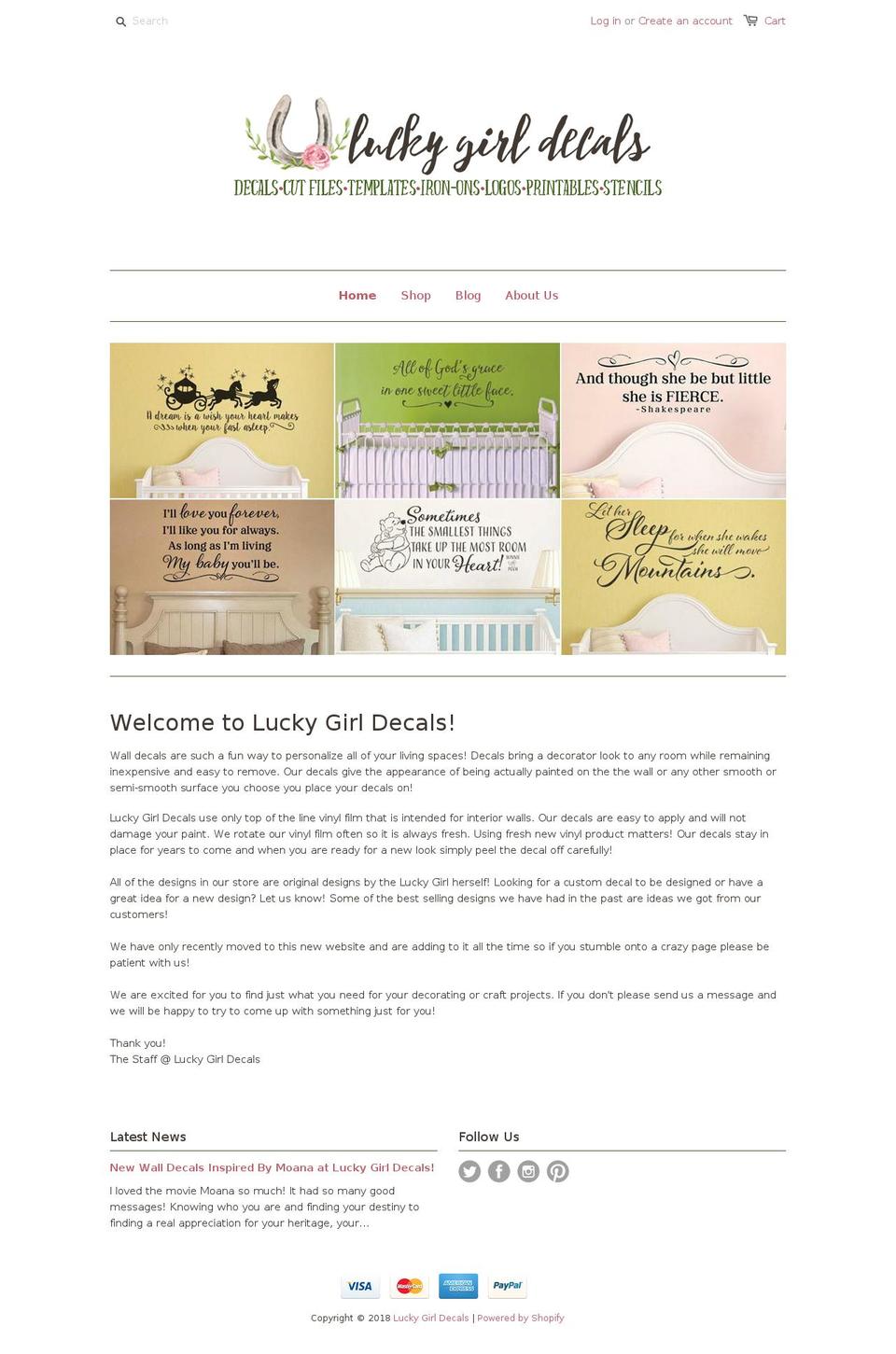 luckygirldesignshop.com — Shopify storefront screenshot