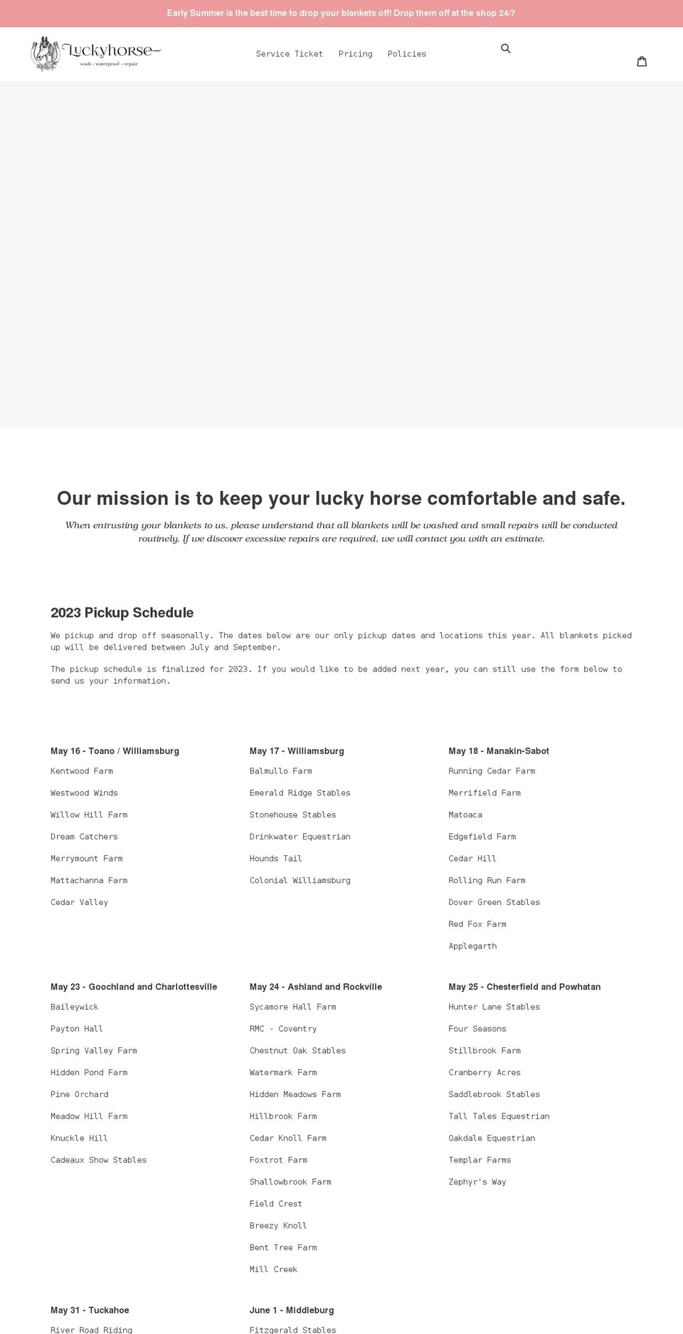 luckyhorsecleaners.com shopify website screenshot