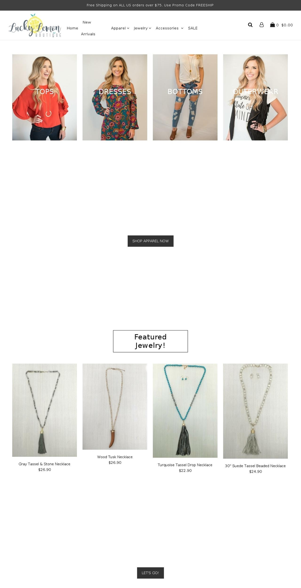 luckylemonboutique.com — Shopify storefront screenshot