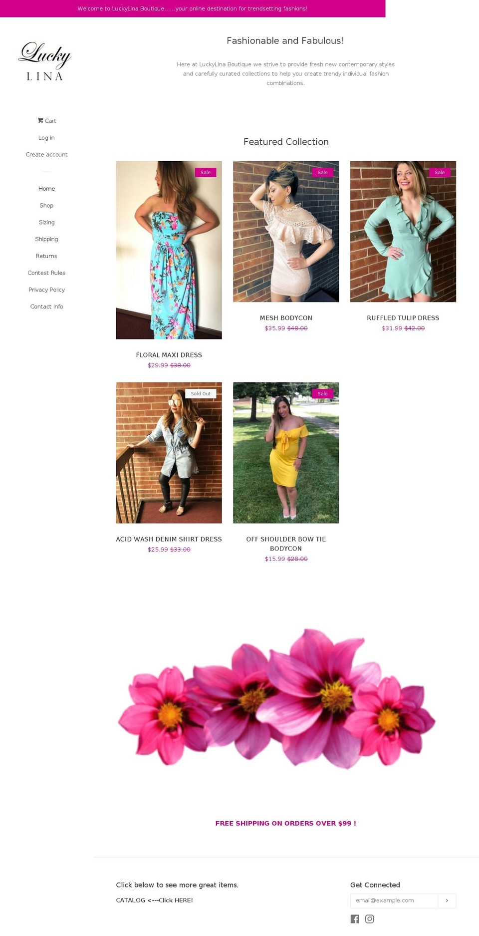 luckylina.com shopify website screenshot