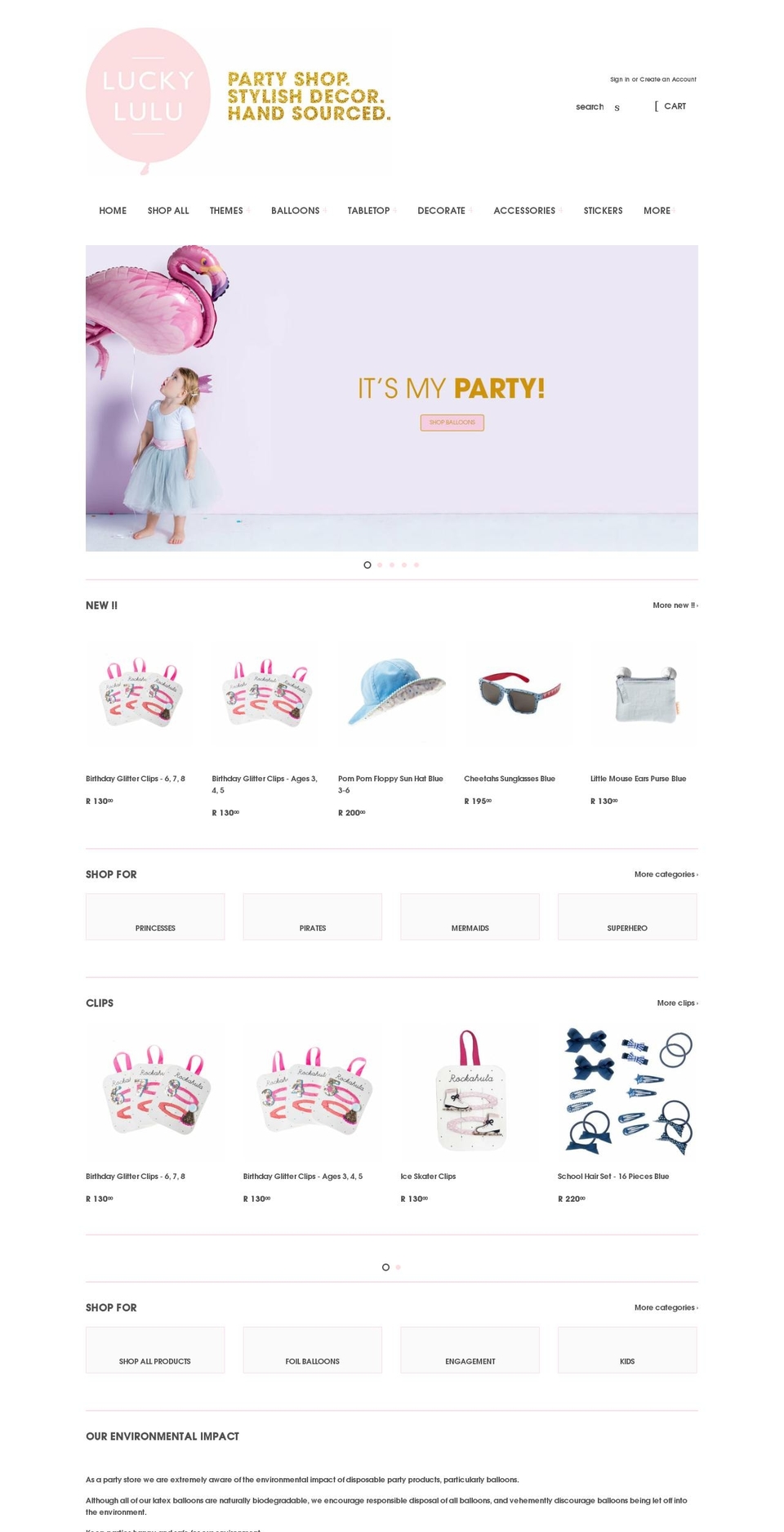 luckylulu.co.za shopify website screenshot