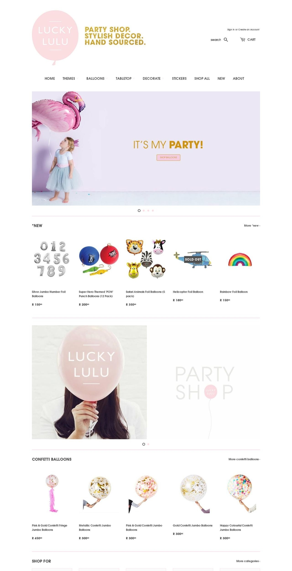 Lucky Lulu Site Shopify theme site example luckylulupartyshop.com