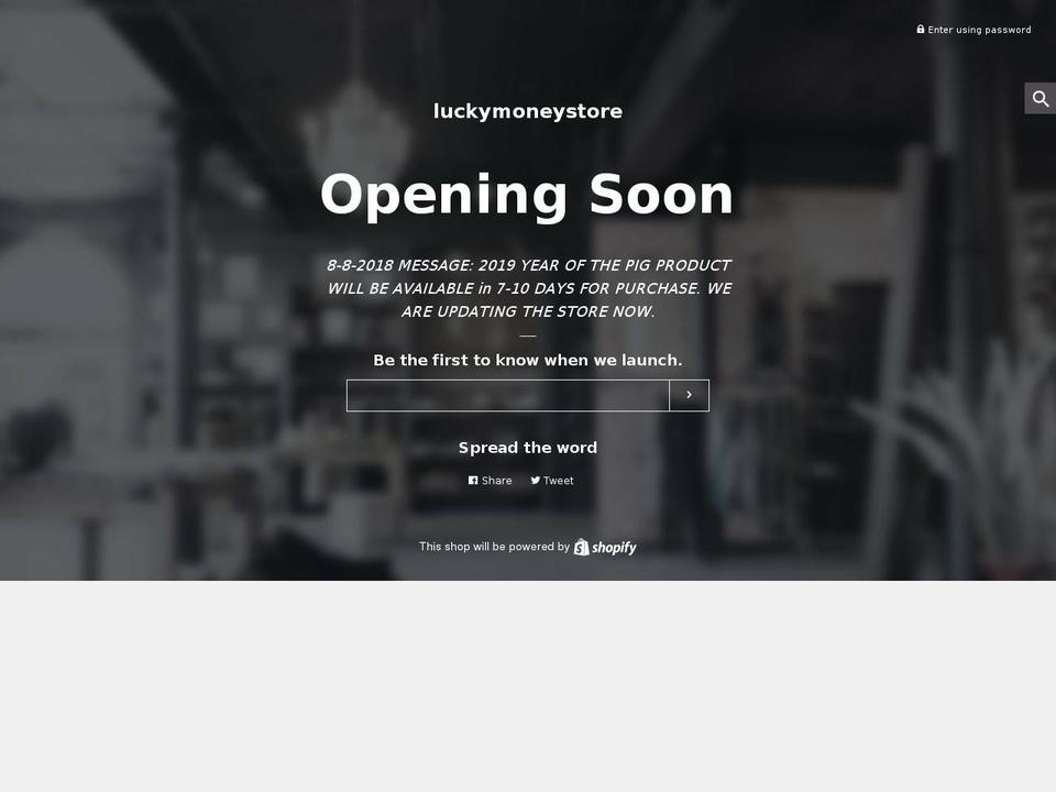 luckymoneystore.com shopify website screenshot