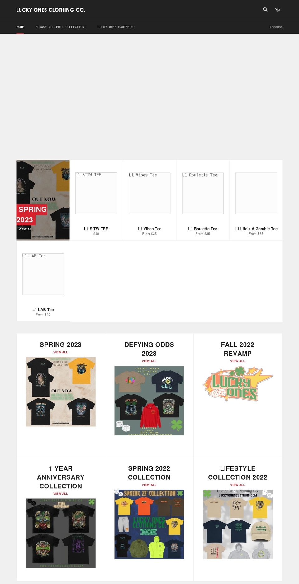 luckyonesclothing.com shopify website screenshot