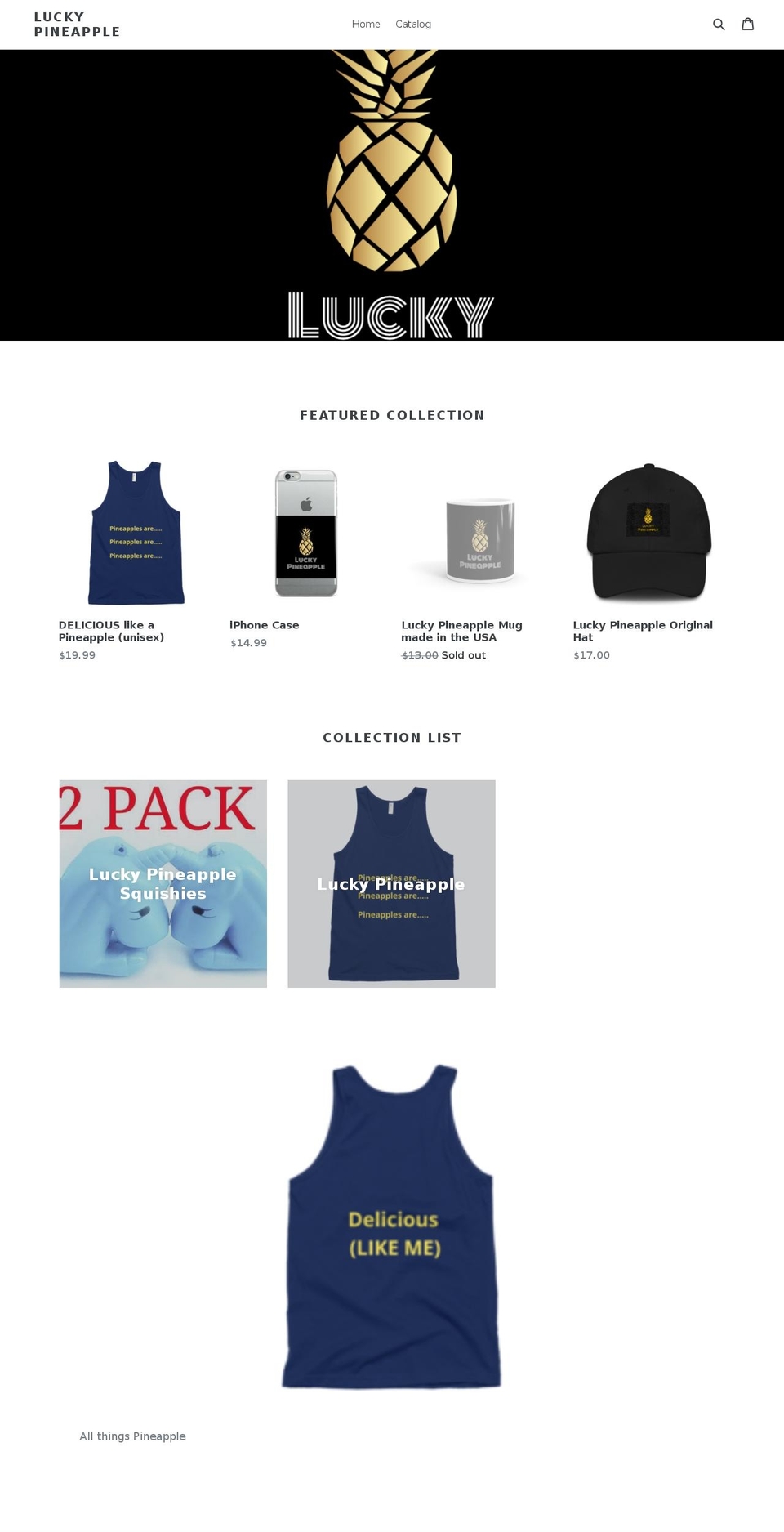luckypineapple.net shopify website screenshot