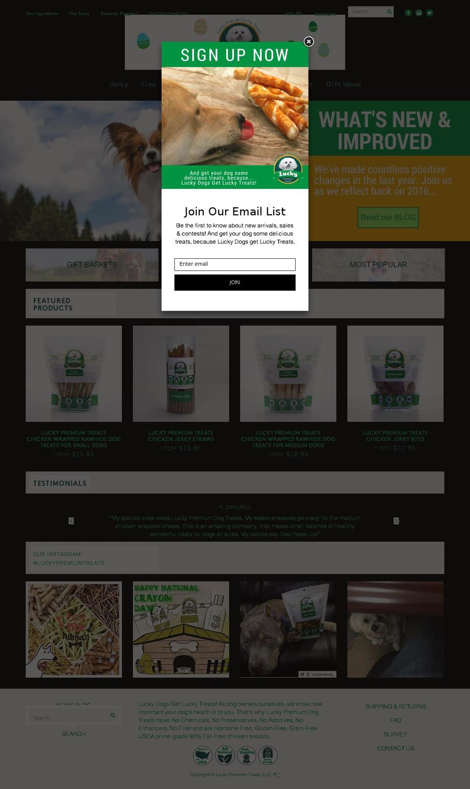 luckypremiumtreats.com shopify website screenshot
