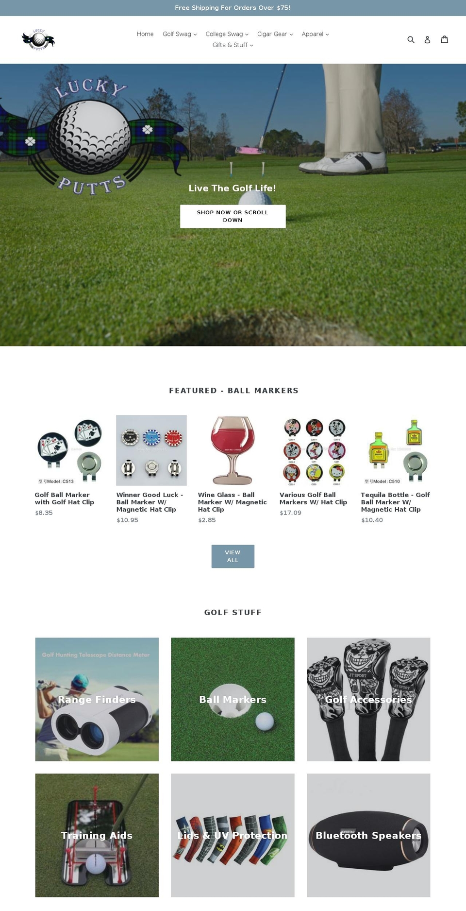 luckyputts.com — Shopify storefront screenshot