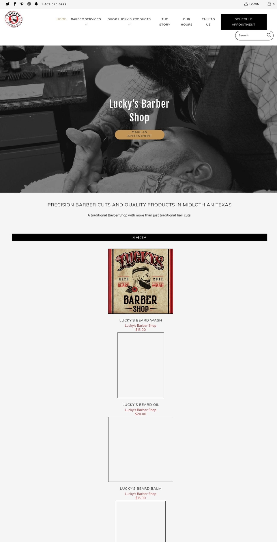 space Shopify theme site example luckysbarbershops.co