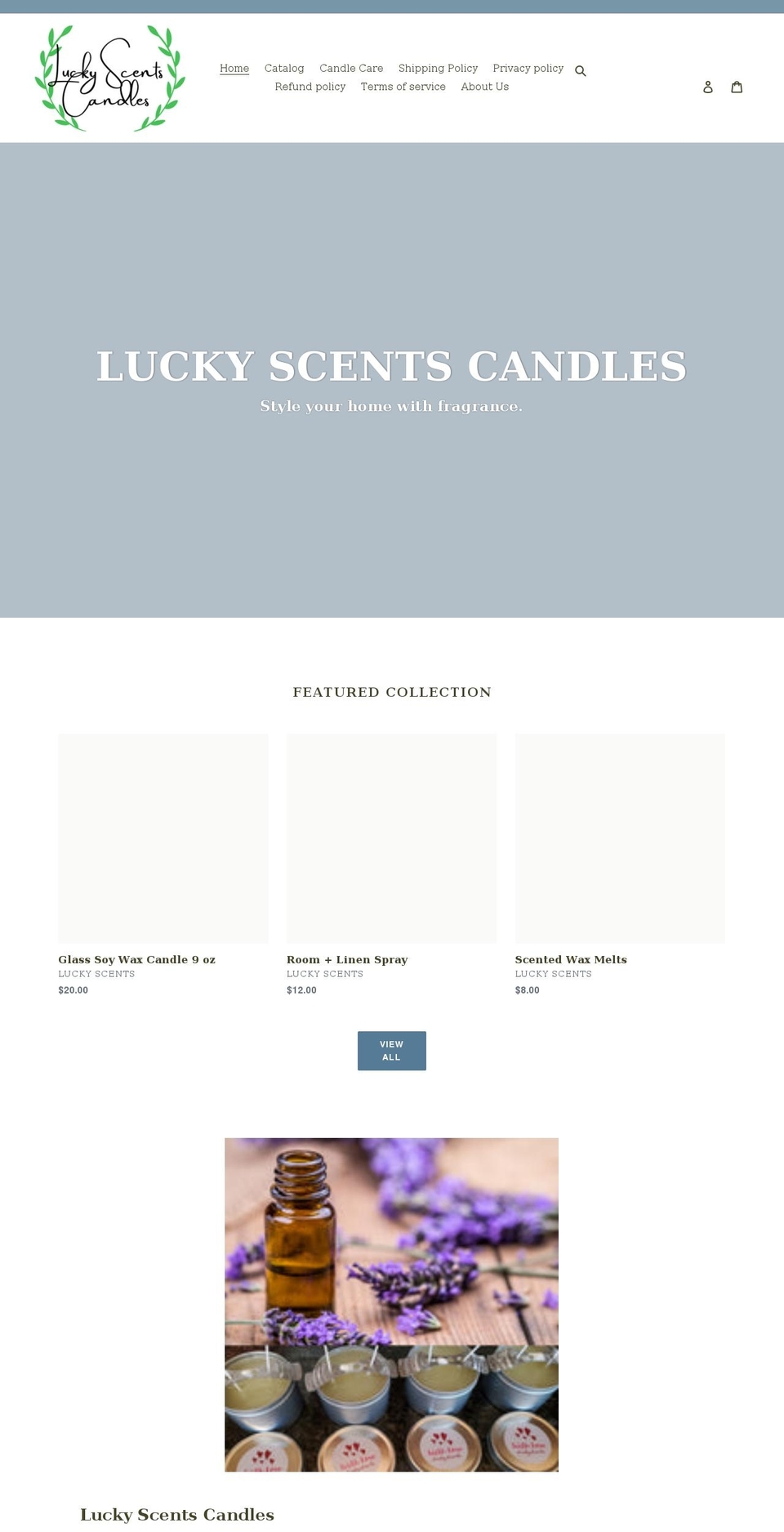 luckyscentscandles.com shopify website screenshot