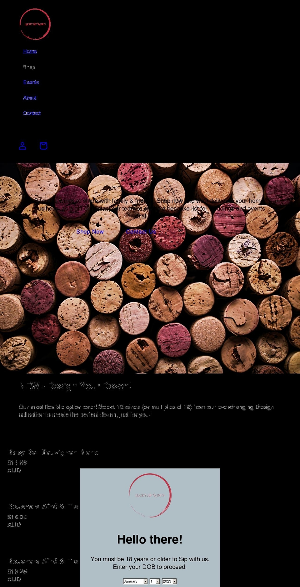 luckysip.com.au shopify website screenshot
