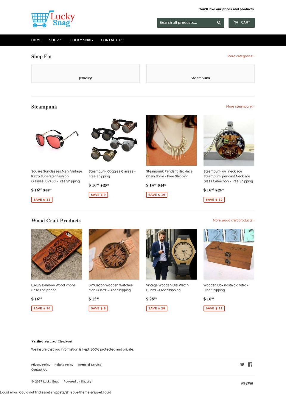 luckysnag.com shopify website screenshot