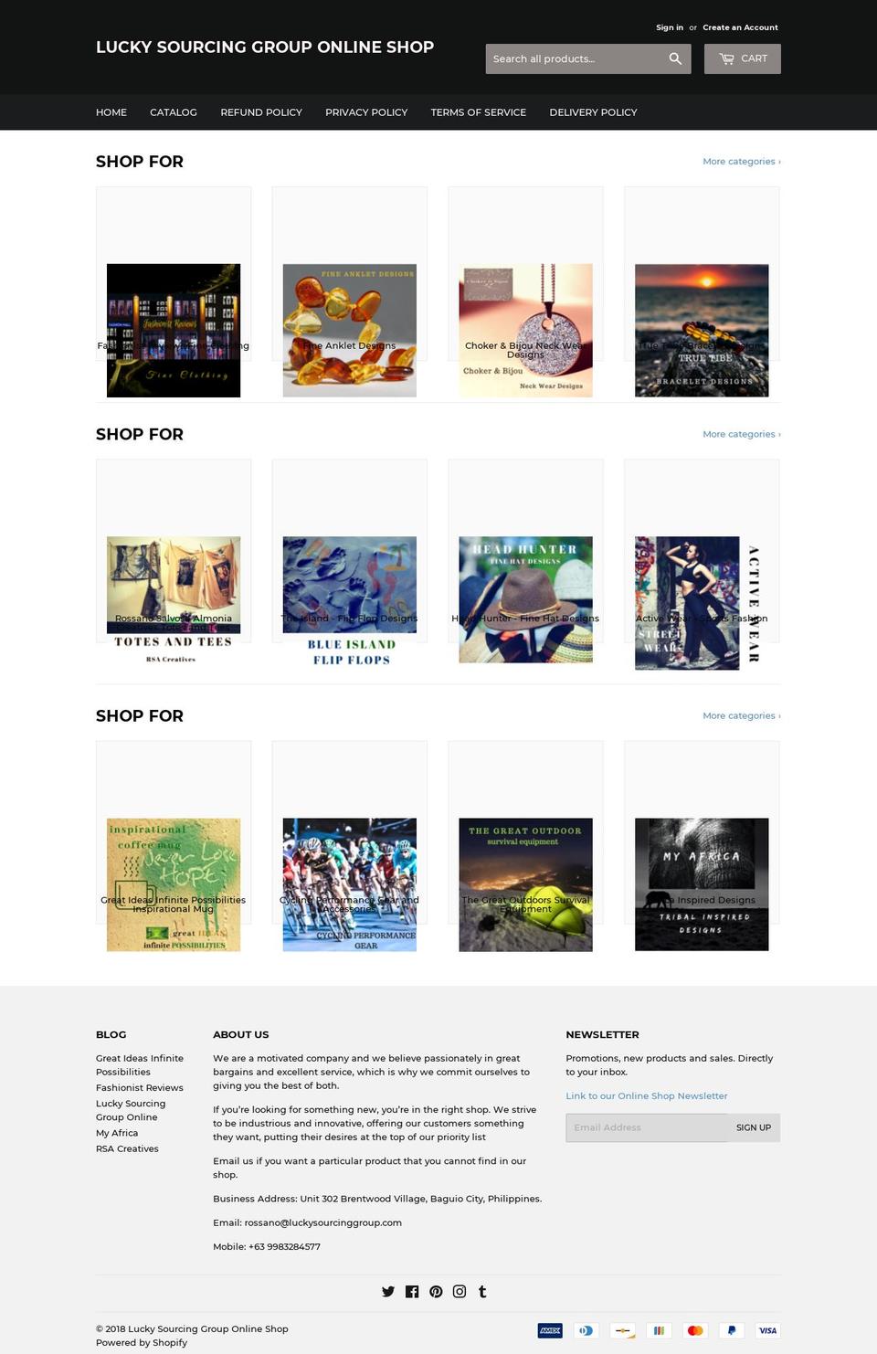 luckysourcinggroup.com shopify website screenshot