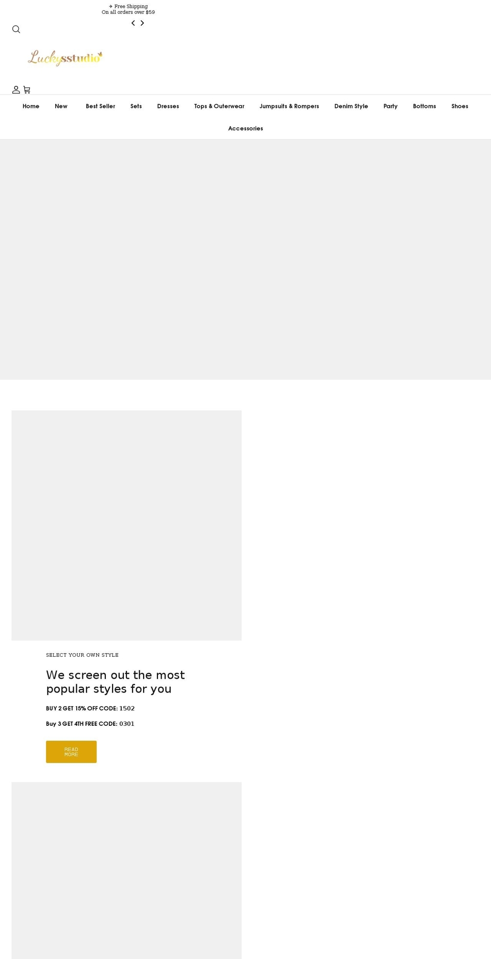 luckysstudio.com shopify website screenshot
