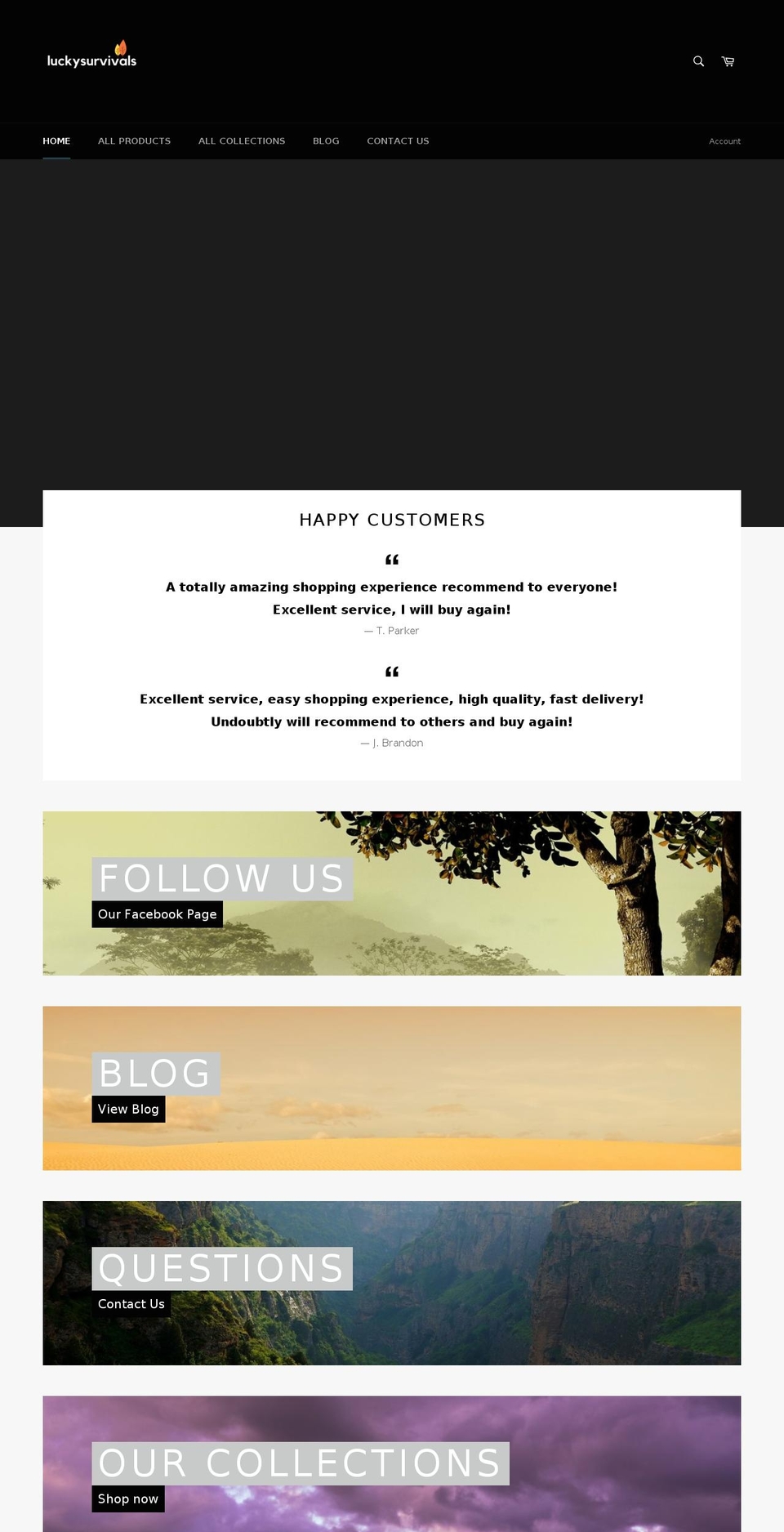 luckysurvivals.com — Shopify storefront screenshot