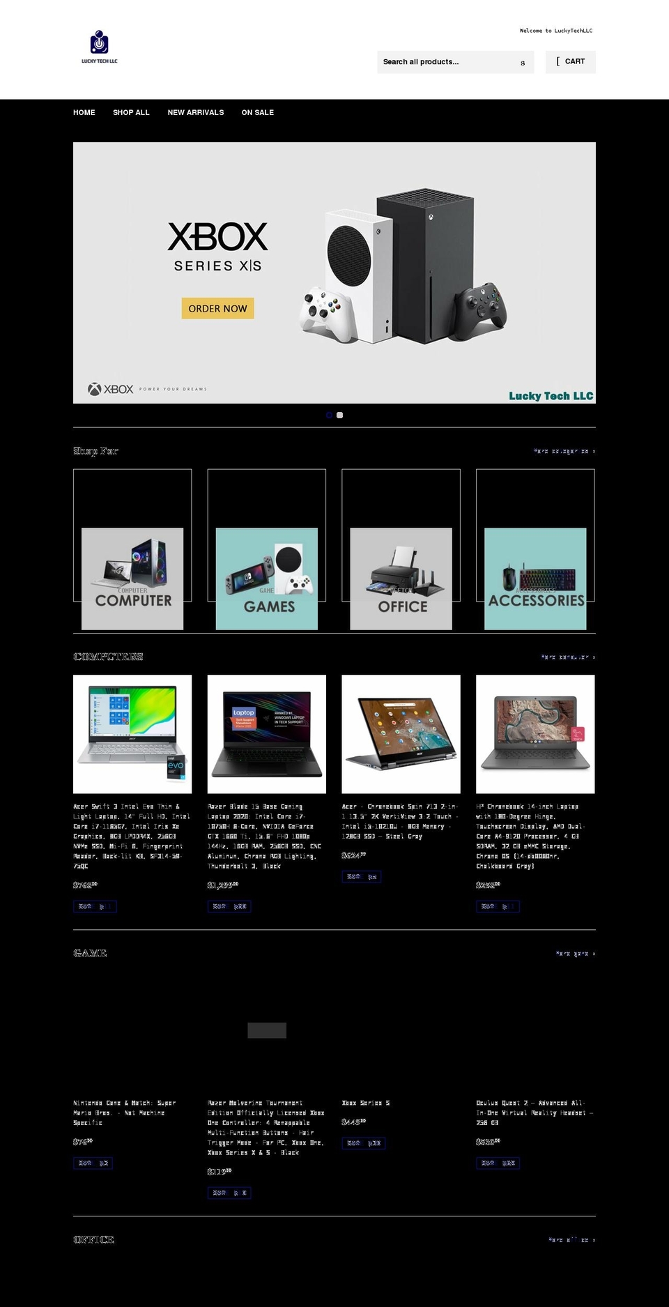 luckytechllc.com shopify website screenshot