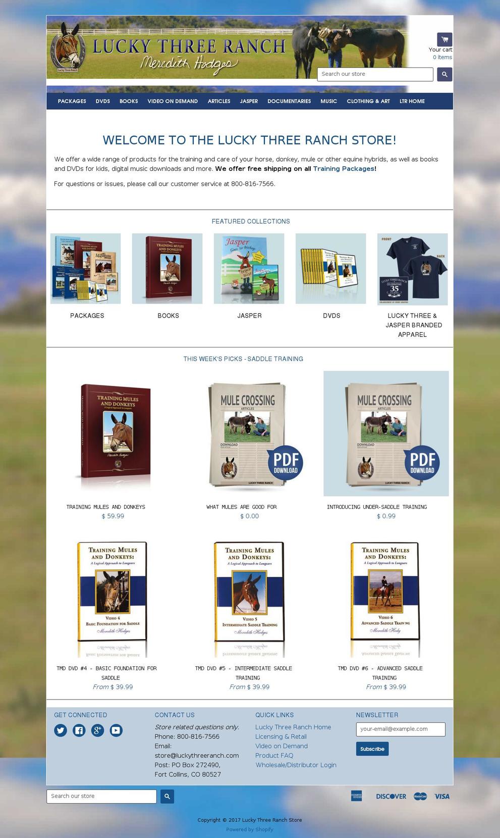 luckythreeranchstore.com shopify website screenshot